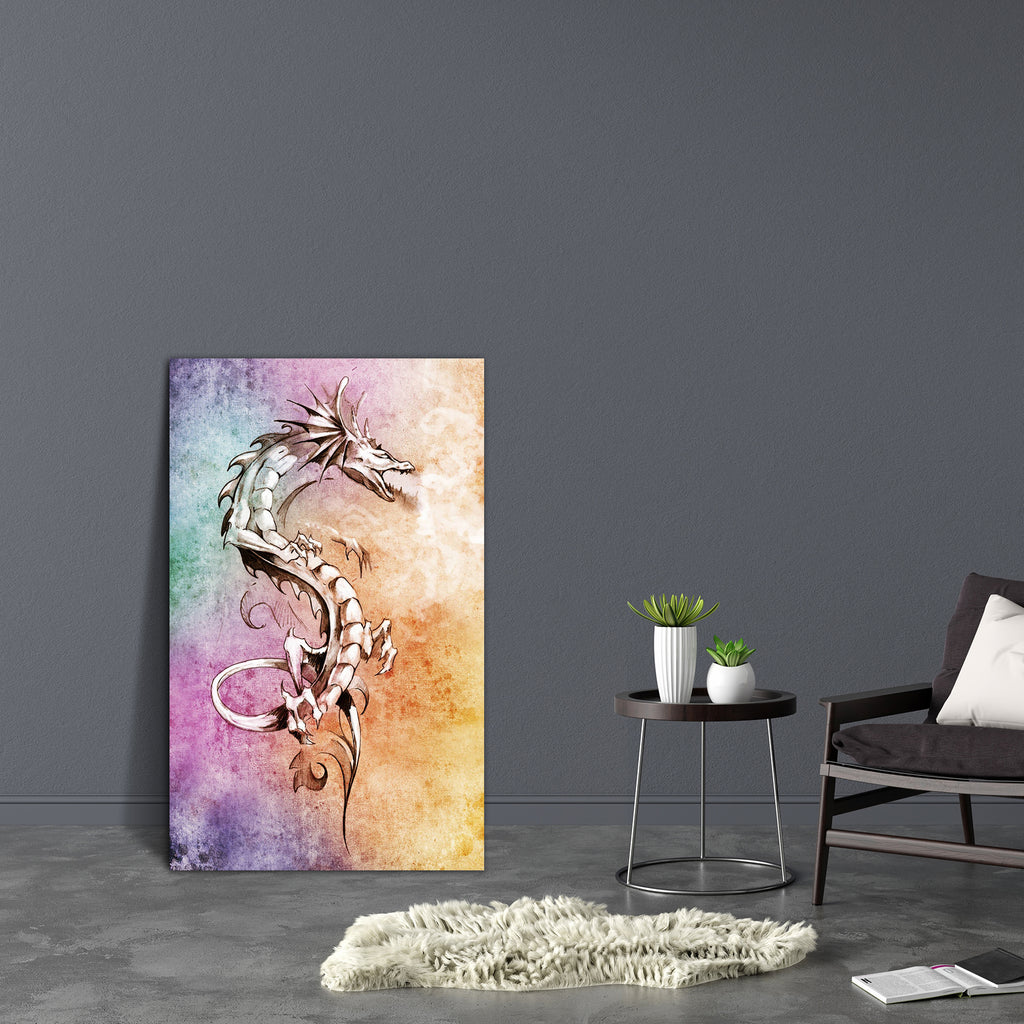 Tattoo Art Big Medieval Dragon Canvas Painting Synthetic Frame-Paintings MDF Framing-AFF_FR-IC 5001026 IC 5001026, Abstract Expressionism, Abstracts, Ancient, Art and Paintings, Black, Black and White, Culture, Decorative, Digital, Digital Art, Drawing, Ethnic, Fantasy, Graphic, Historical, Illustrations, Medieval, Modern Art, Patterns, Retro, Semi Abstract, Signs, Signs and Symbols, Sketches, Symbols, Traditional, Tribal, Vintage, World Culture, tattoo, art, big, dragon, canvas, painting, synthetic, frame,