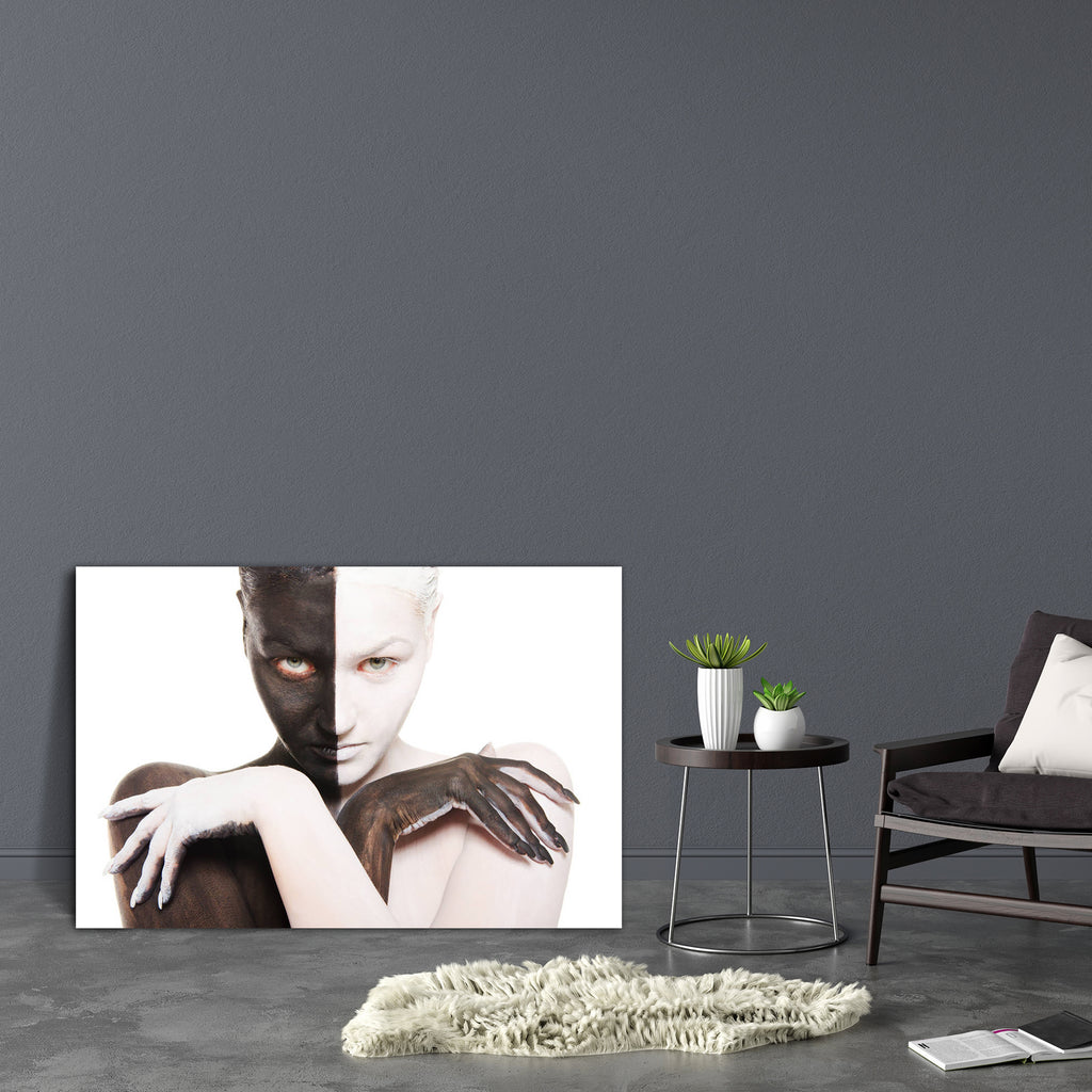 Woman In Black & White D1 Canvas Painting Synthetic Frame-Paintings MDF Framing-AFF_FR-IC 5001039 IC 5001039, Adult, Asian, Black, Black and White, Individuals, Portraits, White, woman, in, d1, canvas, painting, synthetic, frame, caucasian, contrast, dark, face, female, finger, half, hand, head, headshot, horizontal, lady, looking, at, camera, make, up, one, person, opposites, opposition, paint, portion, portrait, stage, makeup, studio, shot, background, young, artzfolio, wall decor for living room, wall fr