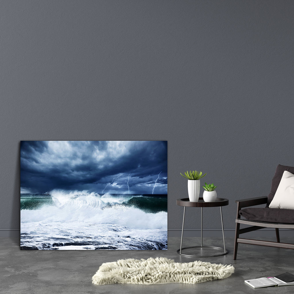 Thunderstorm & Lightning On The Beach Canvas Painting Synthetic Frame-Paintings MDF Framing-AFF_FR-IC 5001046 IC 5001046, Cities, City Views, Landscapes, Nature, Scenic, Seasons, thunderstorm, lightning, on, the, beach, canvas, painting, synthetic, frame, tsunami, hurricane, ocean, waves, storm, atlantic, background, bay, beautiful, big, blue, bolt, cloud, clouds, cloudy, coast, cold, cyclone, dark, dramatic, electricity, landscape, night, outdoor, pacific, rain, rainstorm, rough, scene, scenery, sea, seasc