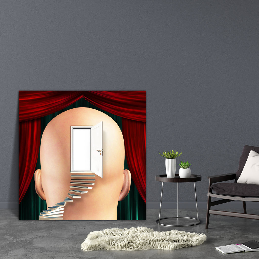 Stairs Lead Up To Door To Mind Canvas Painting Synthetic Frame-Paintings MDF Framing-AFF_FR-IC 5001073 IC 5001073, Abstract Expressionism, Abstracts, Black and White, Conceptual, Science Fiction, Semi Abstract, Spiritual, Surrealism, White, stairs, lead, up, to, door, mind, canvas, painting, synthetic, frame, psychologist, brain, perception, spirituality, abstract, background, brainstorming, concept, conscious, creation, creative, doorway, dream, dreamscape, entrance, head, human, ideas, imagination, imagin