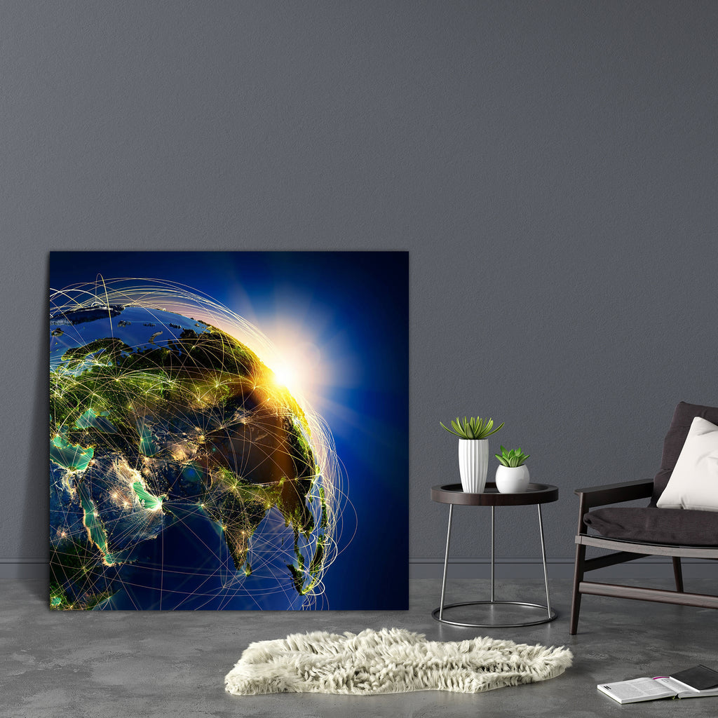 Earth At Night Canvas Painting Synthetic Frame-Paintings MDF Framing-AFF_FR-IC 5001075 IC 5001075, Asian, Astronomy, Automobiles, Business, Chinese, Cosmology, Indian, Maps, Mountains, Nature, Russian, Scenic, Science Fiction, Space, Sports, Transportation, Travel, Vehicles, earth, at, night, canvas, painting, synthetic, frame, globe, world, map, asia, network, of, the, aircraft, airline, china, circuit, communication, concept, connection, continent, coverage, geography, global, india, international, intern