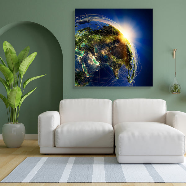 Earth At Night Canvas Painting Synthetic Frame-Paintings MDF Framing-AFF_FR-IC 5001075 IC 5001075, Asian, Astronomy, Automobiles, Business, Chinese, Cosmology, Indian, Maps, Mountains, Nature, Russian, Scenic, Science Fiction, Space, Sports, Transportation, Travel, Vehicles, earth, at, night, canvas, painting, for, bedroom, living, room, engineered, wood, frame, globe, world, map, asia, network, of, the, aircraft, airline, china, circuit, communication, concept, connection, continent, coverage, geography, g