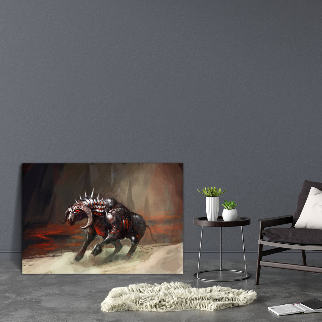 Melting Armor Knight Bull In Flames Canvas Painting Synthetic Frame-Paintings MDF Framing-AFF_FR-IC 5001083 IC 5001083, Ancient, Animals, Fantasy, Illustrations, Religion, Religious, Vintage, Metallic, melting, armor, knight, bull, in, flames, canvas, painting, synthetic, frame, angry, animal, apocalyptic, burning, burnt, character, cooking, creature, decoration, demon, demonic, diabolic, doom, energy, evil, fairy, ferocious, fierce, flaming, heat, hell, horned, horns, hot, illustration, inferno, iron, lava