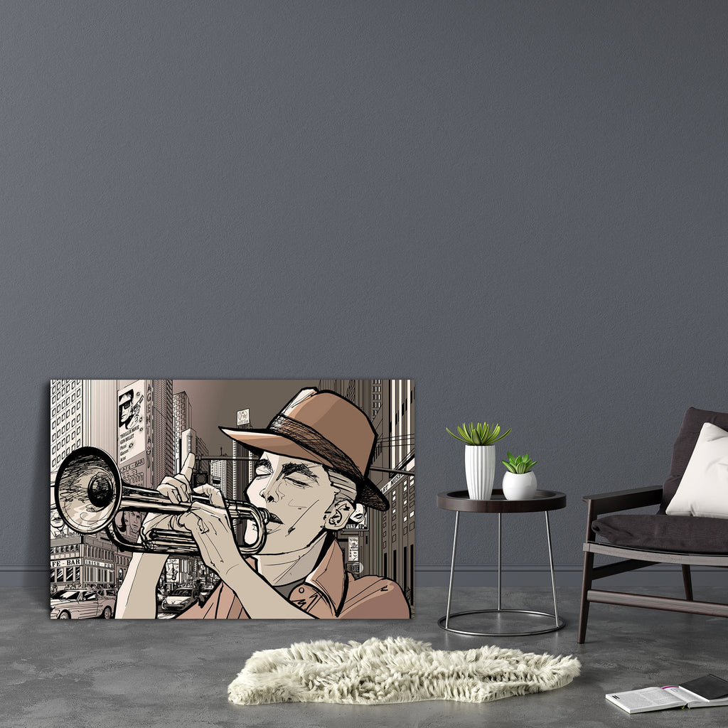 Trumpeter In A New York Street Canvas Painting Synthetic Frame-Paintings MDF Framing-AFF_FR-IC 5001086 IC 5001086, Art and Paintings, Drawing, Entertainment, Illustrations, Music, Music and Dance, Music and Musical Instruments, Pets, trumpeter, in, a, new, york, street, canvas, painting, synthetic, frame, jazz, trumpet, blues, advertisement, art, artist, building, entertainer, horn, illustration, instrument, male, man, musician, performance, performer, play, player, rhythm, rock, shop, soul, sound, artzfoli