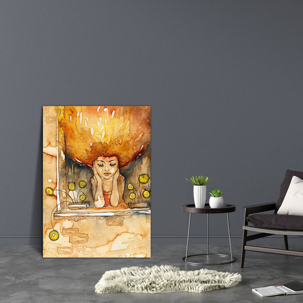 Girl Portrait D6 Canvas Painting Synthetic Frame-Paintings MDF Framing-AFF_FR-IC 5001090 IC 5001090, Art and Paintings, Botanical, Floral, Flowers, Geometric Abstraction, Illustrations, Individuals, Nature, Paintings, Portraits, Watercolour, girl, portrait, d6, canvas, painting, synthetic, frame, abstraction, child, face, flower, flowerpot, hair, illustration, image, sill, sitting, staring, watercolor, window, woman, artzfolio, wall decor for living room, wall frames for living room, frames for living room,