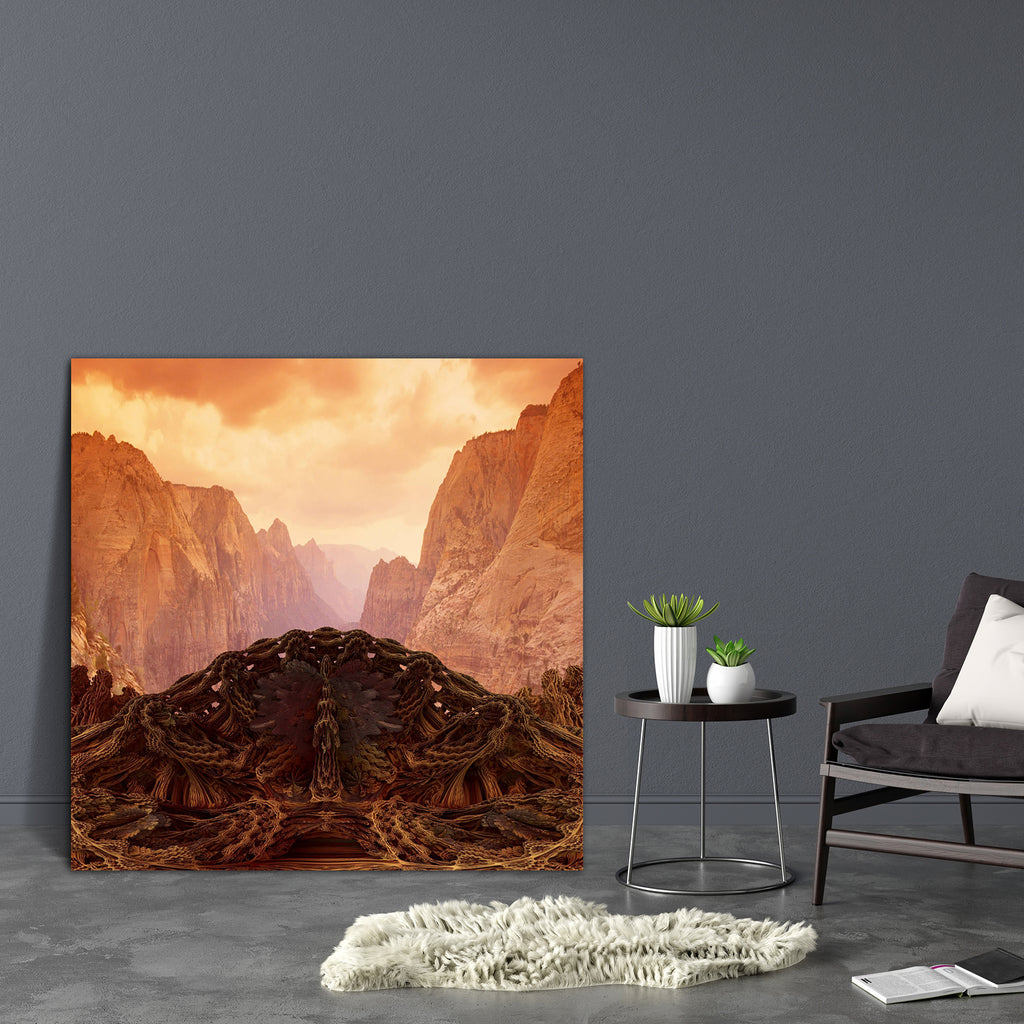Futuristic Bridge In Mountain Valley Canvas Painting Synthetic Frame-Paintings MDF Framing-AFF_FR-IC 5001100 IC 5001100, 3D, Abstract Expressionism, Abstracts, Digital, Digital Art, Fantasy, Futurism, Graphic, Illustrations, Modern Art, Mountains, Patterns, Semi Abstract, Signs, Signs and Symbols, Space, futuristic, bridge, in, mountain, valley, canvas, painting, synthetic, frame, abstract, artistic, backdrop, background, backgrounds, beautiful, beauty, black, blue, bright, brown, color, concept, curve, dec