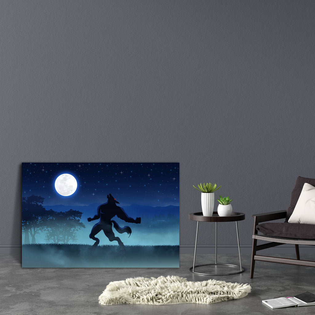 Wirewolf With The Full Moon Canvas Painting Synthetic Frame-Paintings MDF Framing-AFF_FR-IC 5001106 IC 5001106, Animals, Animated Cartoons, Black, Black and White, Caricature, Cartoons, Comics, Fantasy, Illustrations, Mountains, wirewolf, with, the, full, moon, canvas, painting, synthetic, frame, werewolf, aggressive, anger, animal, cartoon, comic, creature, curse, danger, dangerous, dark, evil, fangs, fog, halloween, haze, hills, horror, howl, howling, illustration, invisible, light, lurk, lurking, man, mi
