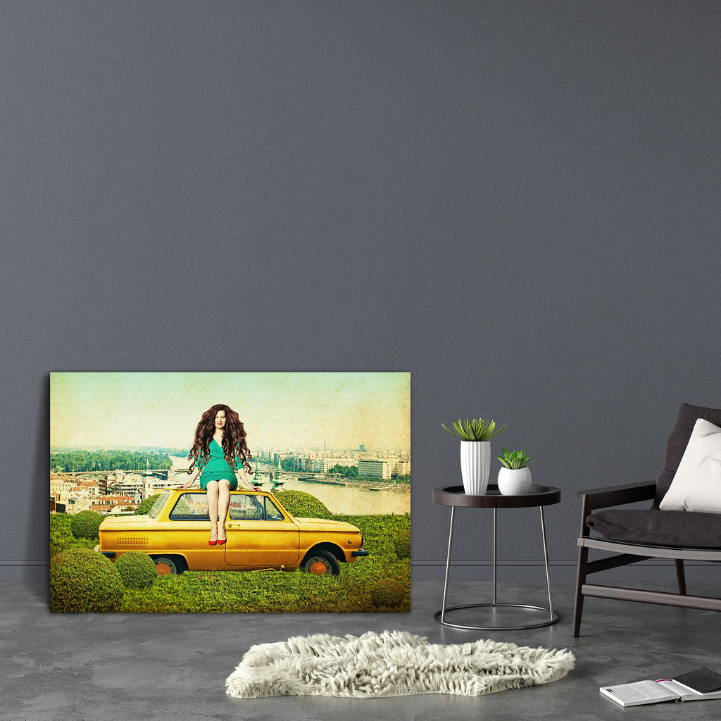 Young Woman On Yellow Car Canvas Painting Synthetic Frame-Paintings MDF Framing-AFF_FR-IC 5001125 IC 5001125, Ancient, Art and Paintings, Cars, Cities, City Views, Collages, Historical, Medieval, Patterns, Retro, Signs, Signs and Symbols, Vintage, young, woman, on, yellow, car, canvas, painting, synthetic, frame, aged, air, art, beautiful, beauty, city, clouds, collage, color, compilation, concept, curly, day, design, dream, dress, female, front, girl, glamour, grunge, hairs, happy, horizontal, image, joy, 