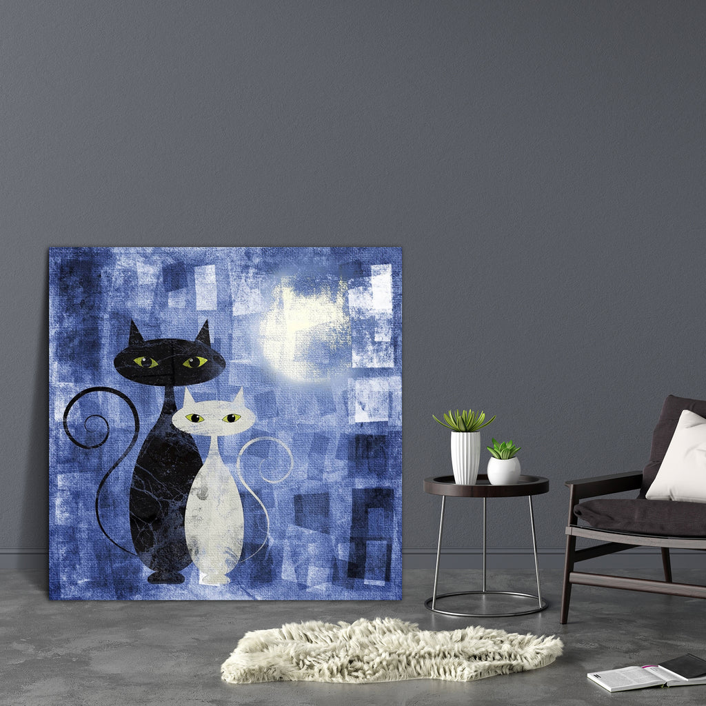 Black & White Cat D1 Canvas Painting Synthetic Frame-Paintings MDF Framing-AFF_FR-IC 5001132 IC 5001132, Abstract Expressionism, Abstracts, Ancient, Animals, Animated Cartoons, Art and Paintings, Black, Black and White, Caricature, Cartoons, Conceptual, Decorative, Digital, Digital Art, Drawing, Graphic, Historical, Illustrations, Love, Medieval, Paintings, Patterns, Pets, Retro, Romance, Semi Abstract, Signs, Signs and Symbols, Vintage, White, cat, d1, canvas, painting, synthetic, frame, oil, acrylic, chat