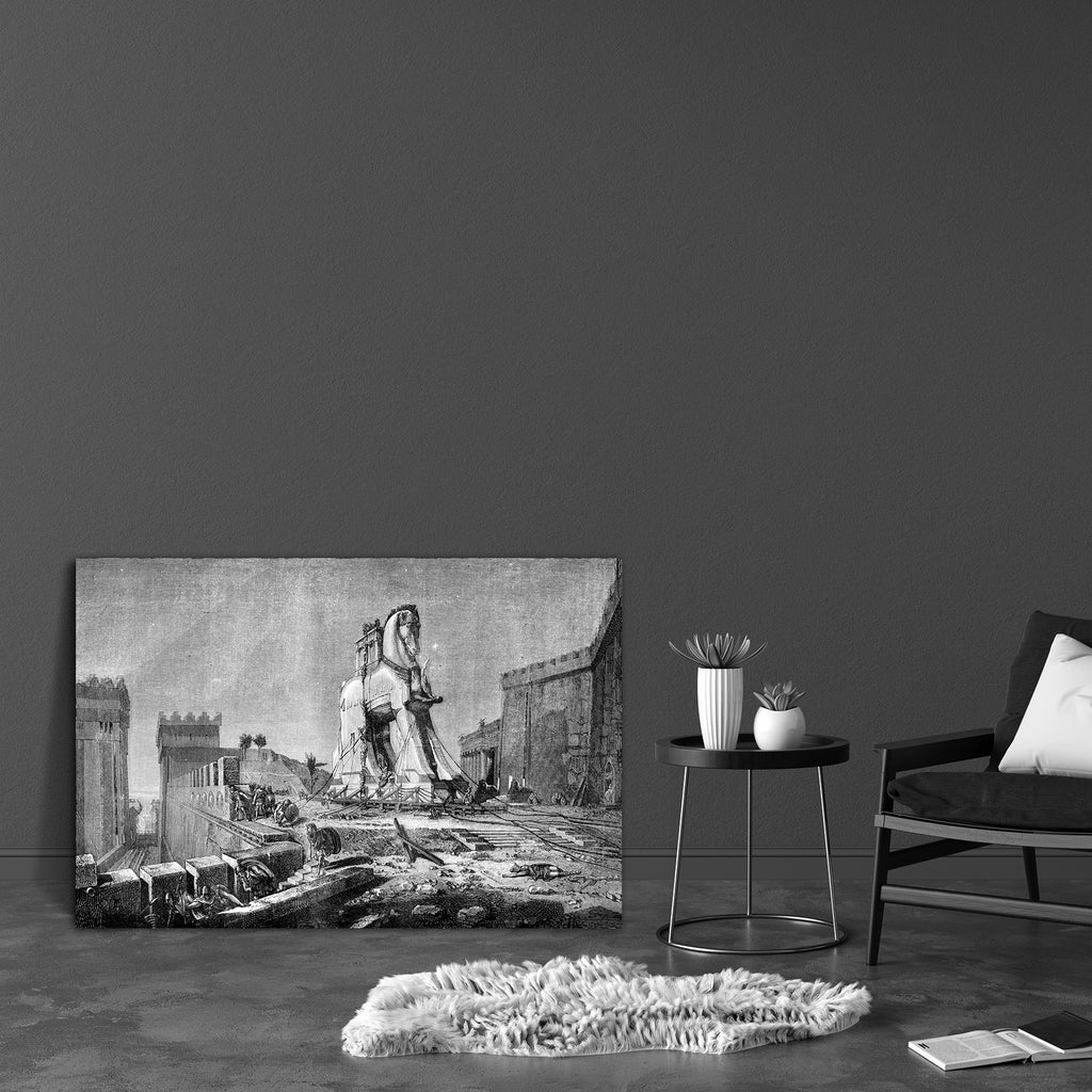 Salon Of 1874 Artwork Canvas Painting Synthetic Frame-Paintings MDF Framing-AFF_FR-IC 5001140 IC 5001140, Ancient, Animals, Art and Paintings, Black, Black and White, Cities, City Views, Culture, Drawing, Ethnic, Historical, Illustrations, Medieval, Memories, Paintings, People, Traditional, Tribal, Vintage, White, World Culture, salon, of, 1874, artwork, canvas, painting, synthetic, frame, trojan, horse, troy, animal, antique, archeology, art, building, city, collection, creativity, engraved, engraving, etc