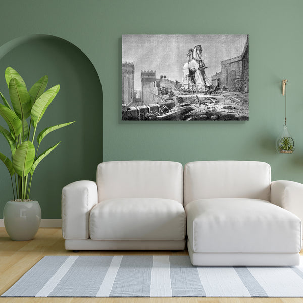 Salon Of 1874 Artwork Canvas Painting Synthetic Frame-Paintings MDF Framing-AFF_FR-IC 5001140 IC 5001140, Ancient, Animals, Art and Paintings, Black, Black and White, Cities, City Views, Culture, Drawing, Ethnic, Historical, Illustrations, Medieval, Memories, Paintings, People, Traditional, Tribal, Vintage, White, World Culture, salon, of, 1874, artwork, canvas, painting, for, bedroom, living, room, engineered, wood, frame, trojan, horse, troy, animal, antique, archeology, art, building, city, collection, c