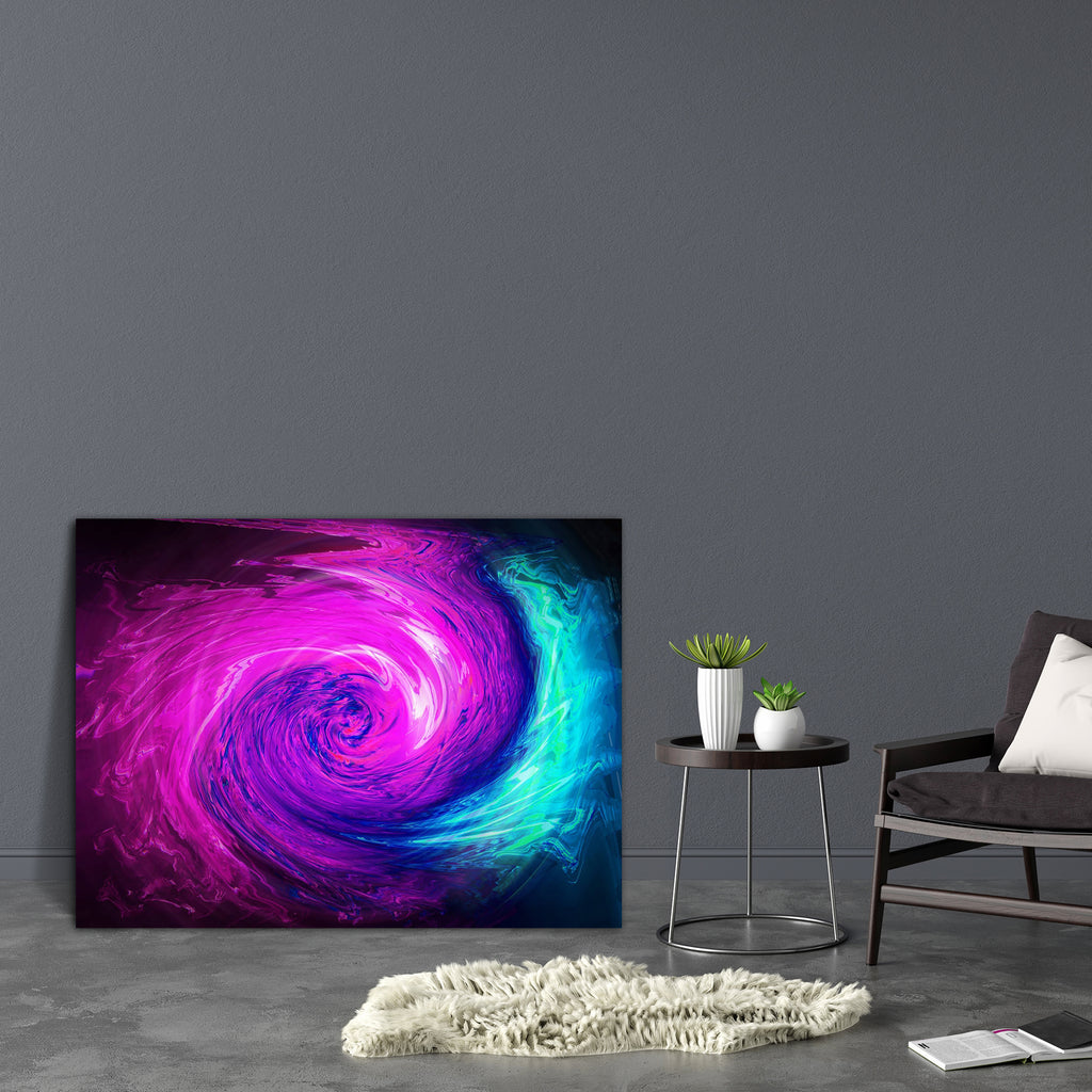Abstract Pink & Blue Electric Lights Swirl Canvas Painting Synthetic Frame - Paintings MDF Framing - ArtzFolio.com