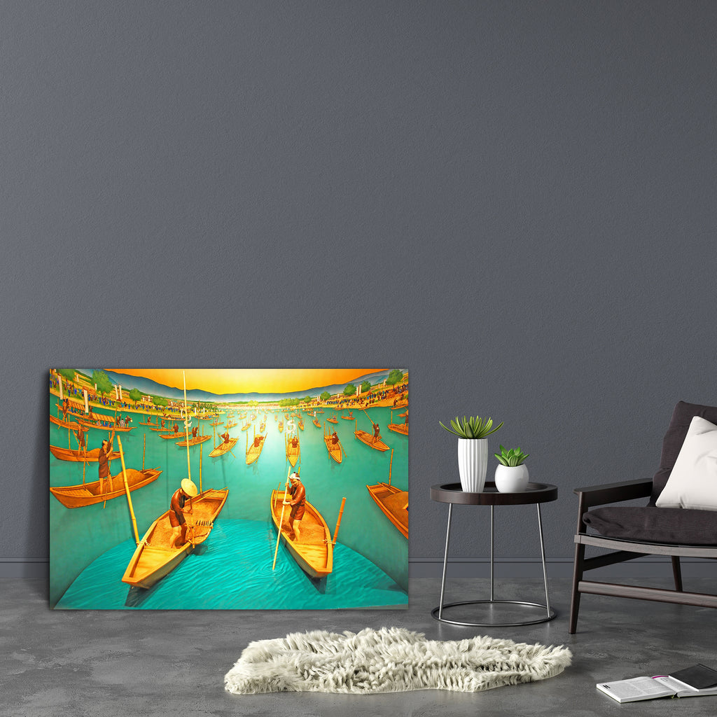 Ancient Japanese Rowboat Canvas Painting Synthetic Frame-Paintings MDF Framing-AFF_FR-IC 5001176 IC 5001176, Abstract Expressionism, Abstracts, Ancient, Art and Paintings, Baby, Boats, Children, Cities, City Views, Digital, Digital Art, Drawing, Family, Graphic, Historical, Illustrations, Japanese, Kids, Landscapes, Medieval, Nature, Nautical, Paintings, People, Scenic, Semi Abstract, Signs, Signs and Symbols, Vintage, rowboat, canvas, painting, synthetic, frame, abandoned, abstract, abyss, activity, agroun