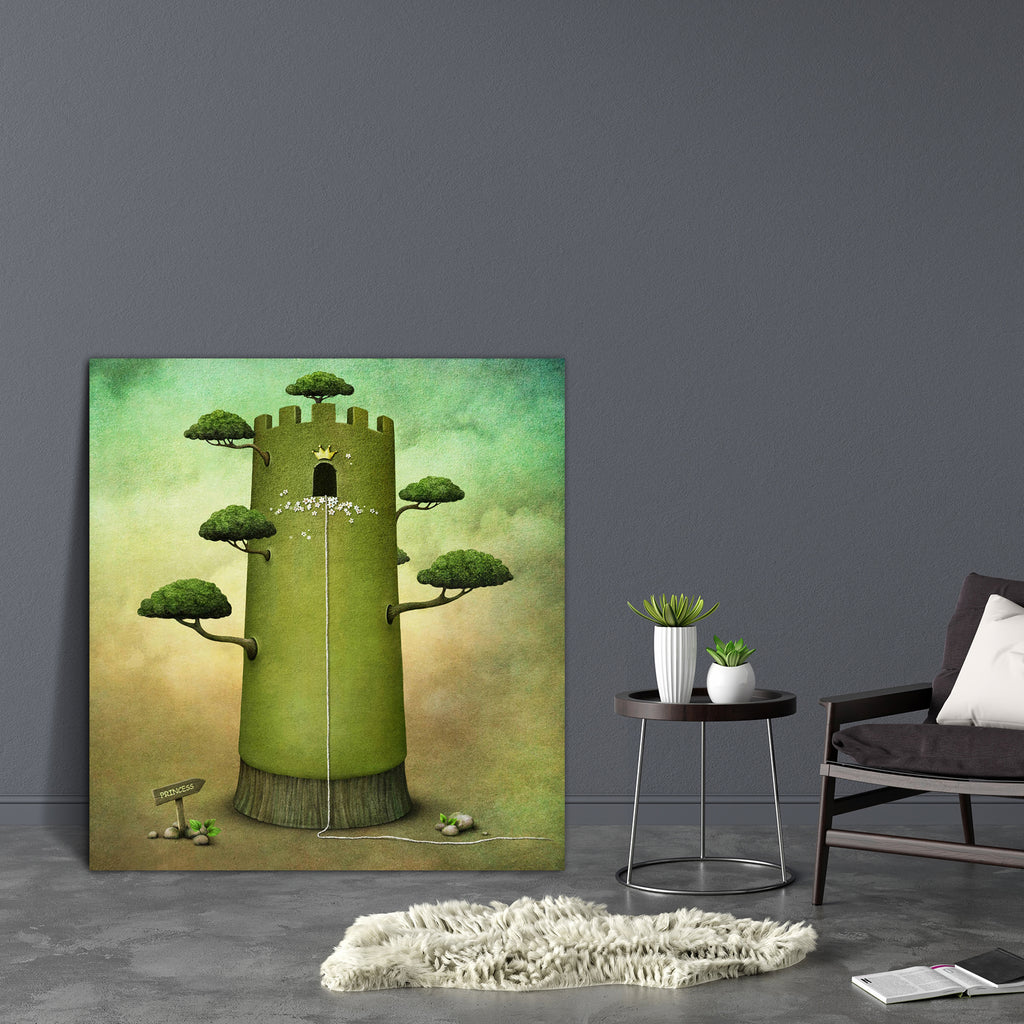 Fairy Tale With Tower & Trees Canvas Painting Synthetic Frame-Paintings MDF Framing-AFF_FR-IC 5001190 IC 5001190, Art and Paintings, Digital, Digital Art, Drawing, Fantasy, Graphic, Illustrations, Landscapes, Marble and Stone, Nature, Scenic, Signs, Signs and Symbols, fairy, tale, with, tower, trees, canvas, painting, synthetic, frame, art, bloom, blossom, building, castle, crown, design, environment, form, garden, hide, house, idea, illustration, imagination, imprisoned, label, landscape, park, pastel, pin