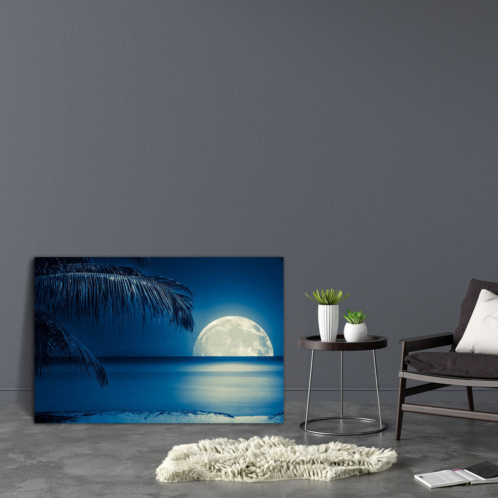 Full Moon Reflected On Water Canvas Painting Synthetic Frame-Paintings MDF Framing-AFF_FR-IC 5001208 IC 5001208, Automobiles, Black, Black and White, Holidays, Landscapes, Nature, Scenic, Transportation, Travel, Tropical, Vehicles, White, full, moon, reflected, on, water, canvas, painting, synthetic, frame, moonlight, romantic, night, beach, scene, lonely, background, beautiful, big, blue, calm, caribbean, coast, coconut, dark, dawn, deserted, dusk, exotic, glow, holiday, island, landscape, light, midnight,