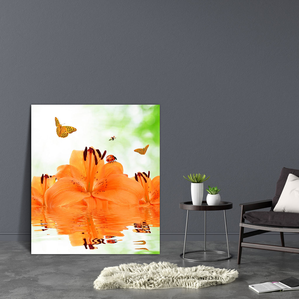 Orange Lily With Butterflies & Ladybugs Canvas Painting Synthetic Frame-Paintings MDF Framing-AFF_FR-IC 5001216 IC 5001216, Animals, Birds, Botanical, Floral, Flowers, Holidays, Nature, Scenic, Wildlife, orange, lily, with, butterflies, ladybugs, canvas, painting, synthetic, frame, animal, beauty, bloom, blooming, bluebottle, bokeh, botanic, botany, bouquet, butterfly, corsage, decoration, fleur, flora, flourishing, flower, flowery, fresh, garden, graceful, ladybird, ladybug, lilly, meadow, perfume, plant, 