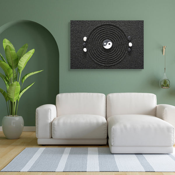 Zen Garden With Stones D2 Canvas Painting Synthetic Frame-Paintings MDF Framing-AFF_FR-IC 5001239 IC 5001239, Abstract Expressionism, Abstracts, Ancient, Art and Paintings, Asian, Black, Black and White, Buddhism, Circle, Cities, City Views, Culture, Ethnic, Historical, Japanese, Marble and Stone, Medieval, Nature, Scenic, Semi Abstract, Spiritual, Traditional, Tribal, Vintage, White, World Culture, zen, garden, with, stones, d2, canvas, painting, for, bedroom, living, room, engineered, wood, frame, abstrac