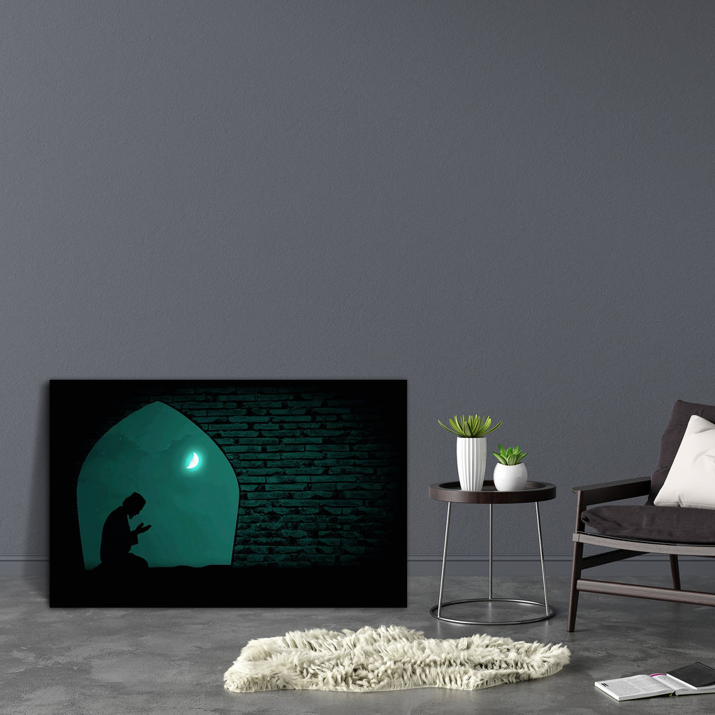 Muslim Praying At Night Canvas Painting Synthetic Frame-Paintings MDF Framing-AFF_FR-IC 5001247 IC 5001247, Allah, Arabic, Black, Black and White, Illustrations, Islam, Religion, Religious, Stars, muslim, praying, at, night, canvas, painting, synthetic, frame, prayer, quran, dua, pray, arab, arabian, background, belief, eid, emotion, expression, faith, fast, hand, holy, illustration, islamic, koran, masjid, moon, mosque, namaz, peace, prophet, ramadan, silhouette, artzfolio, wall decor for living room, wall