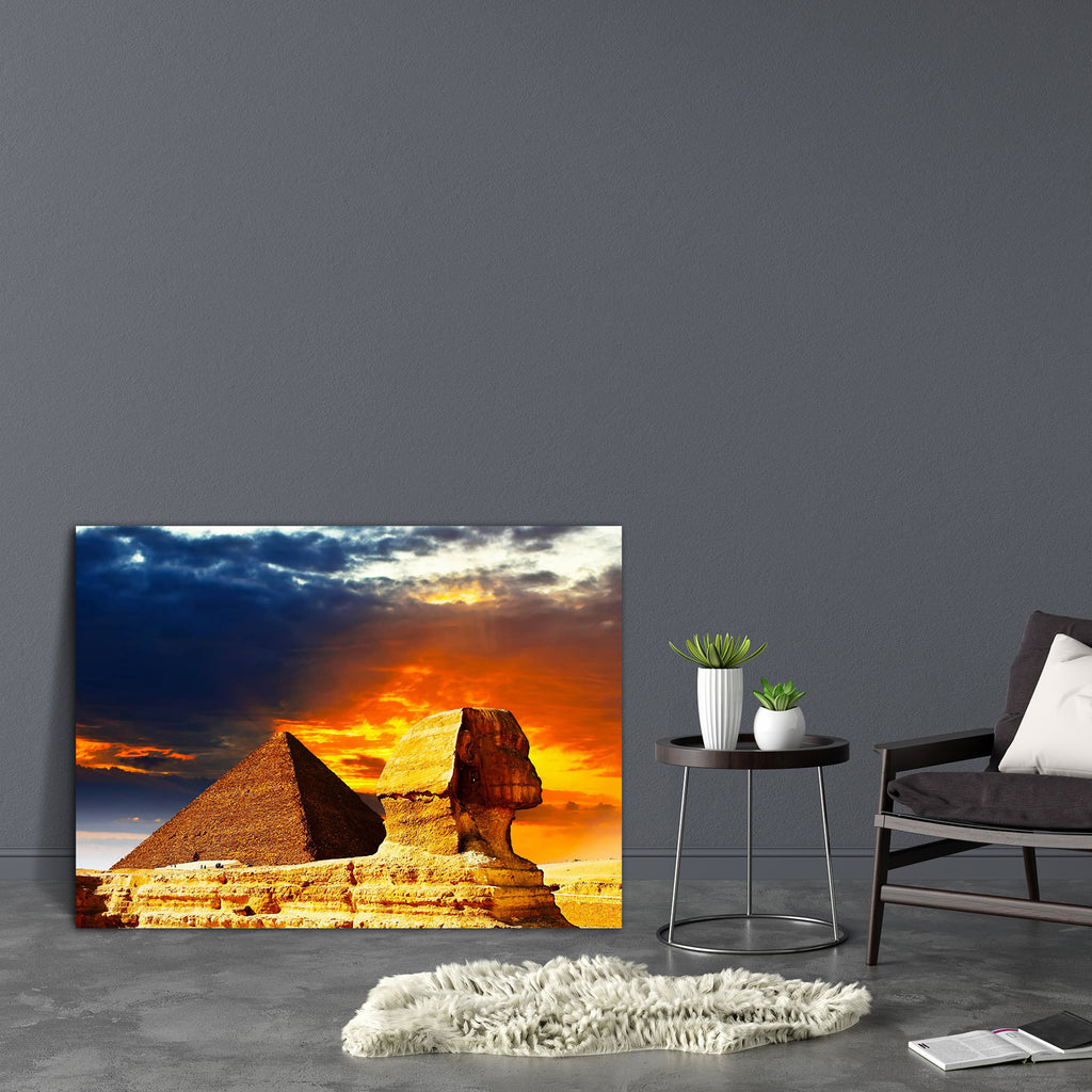 Great Sphinx & The Pyramids Canvas Painting Synthetic Frame-Paintings MDF Framing-AFF_FR-IC 5001253 IC 5001253, African, Ancient, Architecture, Automobiles, Eygptian, Historical, Landmarks, Marble and Stone, Medieval, Places, Sunsets, Transportation, Travel, Vehicles, Vintage, great, sphinx, the, pyramids, canvas, painting, synthetic, frame, africa, archeology, civilization, desert, egypt, egyptian, famous, historic, history, landmark, monument, mystical, nobody, old, pharaoh, pyramid, ruins, sculpture, sta