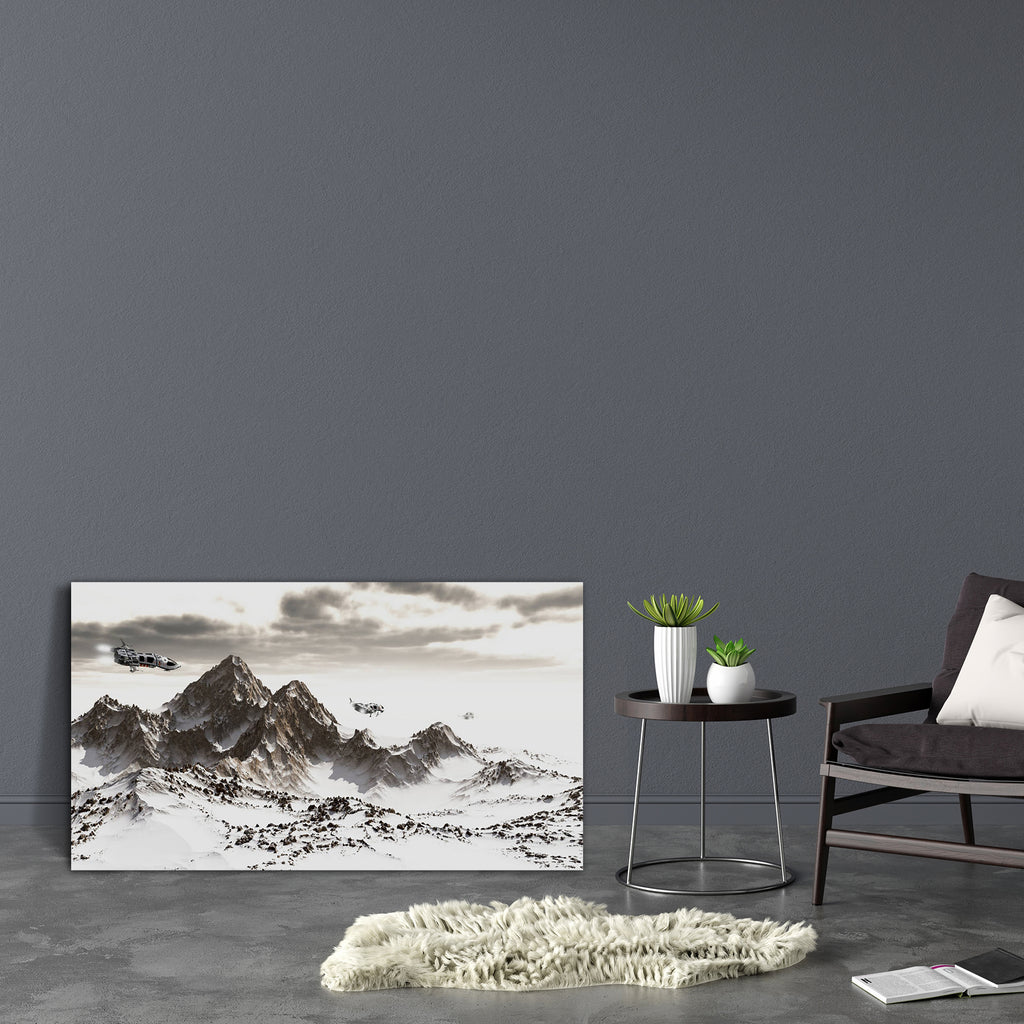 Patrol Ships Flying Canvas Painting Synthetic Frame-Paintings MDF Framing-AFF_FR-IC 5001268 IC 5001268, 3D, Astronomy, Automobiles, Black and White, Cosmology, Digital, Digital Art, Fantasy, Futurism, Graphic, Illustrations, Mountains, Science Fiction, Space, Sports, Transportation, Travel, Vehicles, White, patrol, ships, flying, canvas, painting, synthetic, frame, alien, bright, cold, fiction, frozen, future, futuristic, ice, illustration, planet, render, scene, sci, fi, science, scifi, scout, shadows, shi