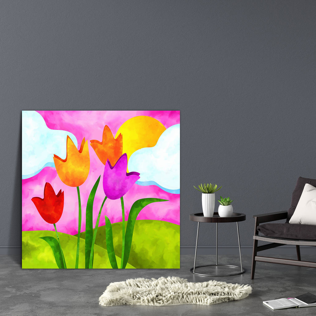 Tulips & Sun Canvas Painting Synthetic Frame-Paintings MDF Framing-AFF_FR-IC 5001292 IC 5001292, Abstract Expressionism, Abstracts, Semi Abstract, tulips, sun, canvas, painting, synthetic, frame, abstract, background, artzfolio, wall decor for living room, wall frames for living room, frames for living room, wall art, canvas painting, wall frame, scenery, panting, paintings for living room, framed wall art, wall painting, scenery painting, framed wall painting, scenery for wall with frames, wall art for liv