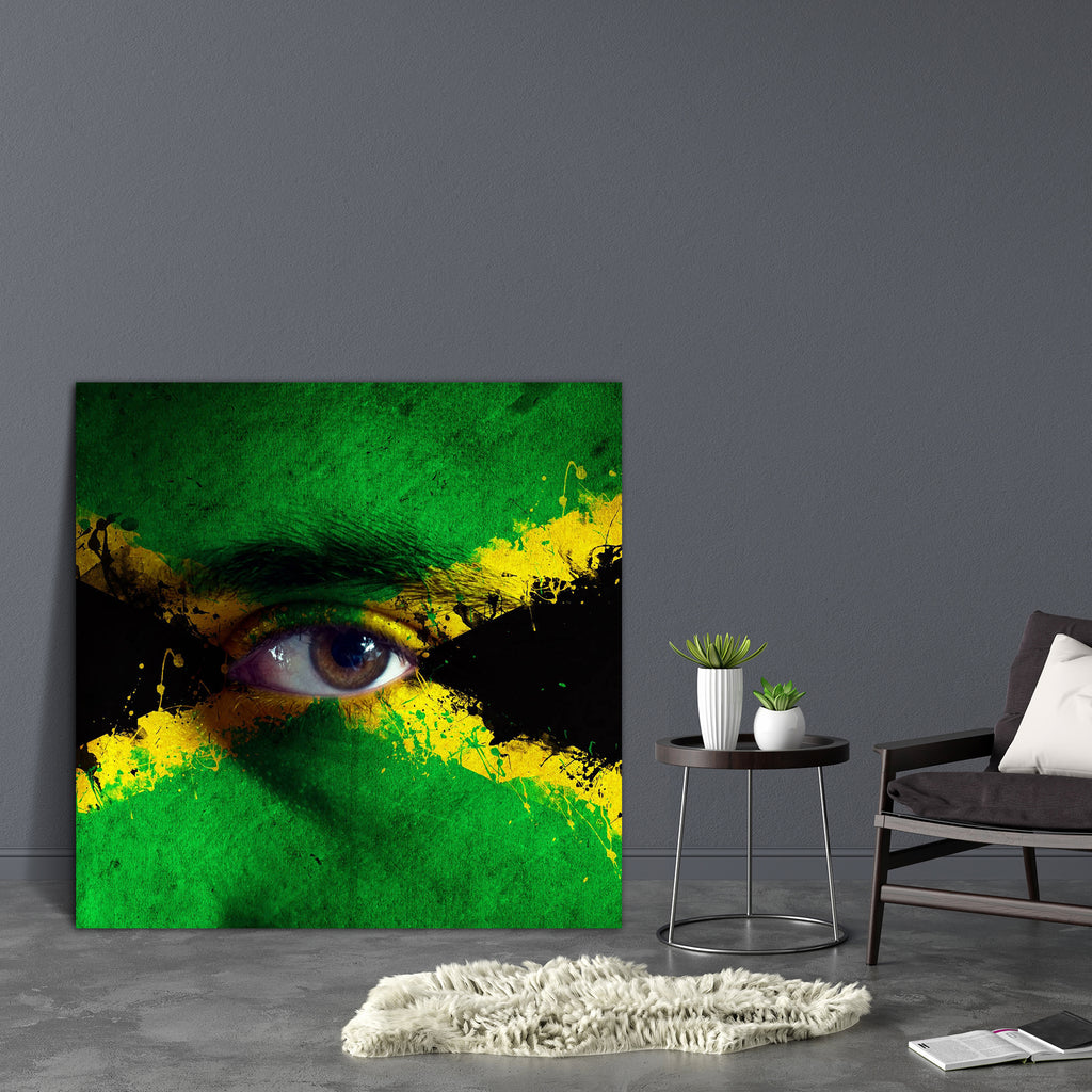 Jamaican Flag Painted On Face Canvas Painting Synthetic Frame-Paintings MDF Framing-AFF_FR-IC 5001294 IC 5001294, Art and Paintings, Countries, Flags, People, Signs, Signs and Symbols, Sports, Symbols, jamaican, flag, painted, on, face, canvas, painting, synthetic, frame, rasta, jamaica, art, background, citizen, closeup, color, country, cup, design, expression, eye, fan, follower, looking, make, up, male, man, nation, national, paint, passion, patriot, sport, support, supporter, symbol, texture, world, art
