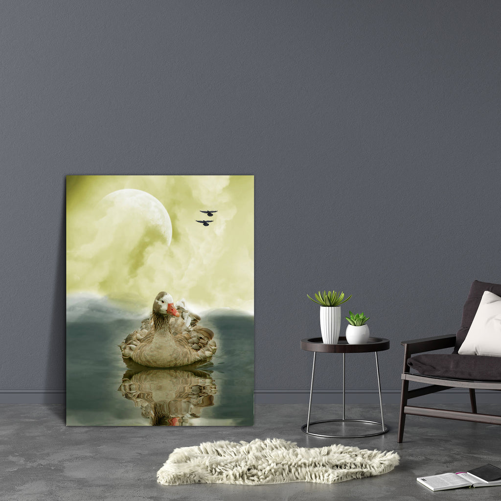 Swan In The Lake Canvas Painting Synthetic Frame-Paintings MDF Framing-AFF_FR-IC 5001304 IC 5001304, Birds, Fantasy, swan, in, the, lake, canvas, painting, synthetic, frame, backdrops, background, bird, clouds, cloudy, colors, dream, fae, fairytale, gold, manipulation, moon, peace, raven, sky, water, yellow, artzfolio, wall decor for living room, wall frames for living room, frames for living room, wall art, canvas painting, wall frame, scenery, panting, paintings for living room, framed wall art, wall pain