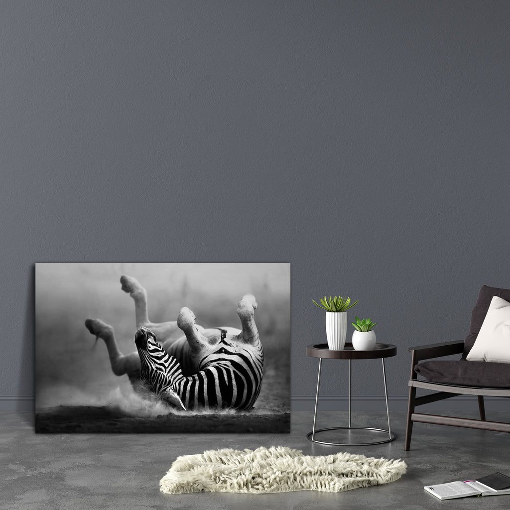 Zebra Rolling In The Dust Canvas Painting Synthetic Frame-Paintings MDF Framing-AFF_FR-IC 5001321 IC 5001321, African, Animals, Art and Paintings, Black, Black and White, Nature, Scenic, White, Wildlife, zebra, rolling, in, the, dust, canvas, painting, synthetic, frame, art, and, above, action, active, activity, africa, air, animal, antelope, artistic, b, w, back, behavior, down, dusty, feet, image, lay, lie, lying, mammal, monochrome, moody, motion, nobody, one, outdoor, paws, photograph, play, raised, res