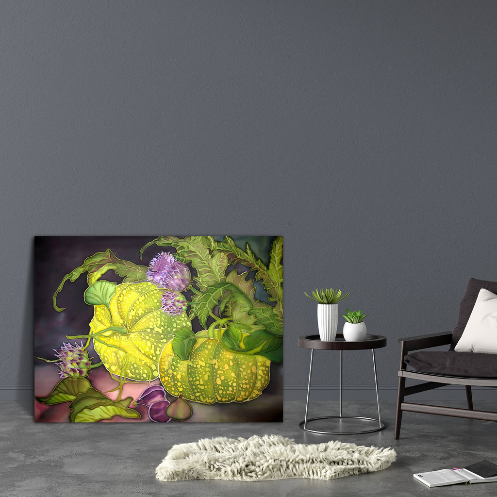 Pumpkin With Figs & Flowers Canvas Painting Synthetic Frame-Paintings MDF Framing-AFF_FR-IC 5001336 IC 5001336, Art and Paintings, Drawing, Fruit and Vegetable, Fruits, Holidays, Modern Art, Paintings, Signs, Signs and Symbols, Still Life, pumpkin, with, figs, flowers, canvas, painting, synthetic, frame, art, autumn, beautiful, decor, design, fall, fruit, green, large, modern, original, plant, still, life, veggie, yellow, artzfolio, wall decor for living room, wall frames for living room, frames for living 