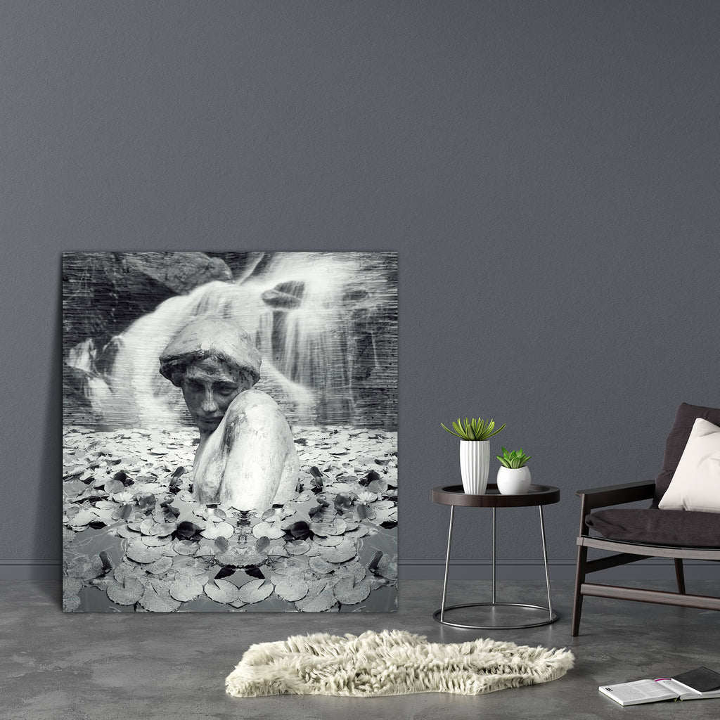 Female Statute Canvas Painting Synthetic Frame-Paintings MDF Framing-AFF_FR-IC 5001372 IC 5001372, Abstract Expressionism, Abstracts, Art and Paintings, Black, Black and White, Collages, Conceptual, Fantasy, Illustrations, Nature, Realism, Scenic, Semi Abstract, Surrealism, White, female, statute, canvas, painting, synthetic, frame, abstract, art, artistic, background, beautiful, collage, cover, creative, creativity, dream, gray, grey, illustration, imagination, imaginative, imagine, invention, lake, lying,