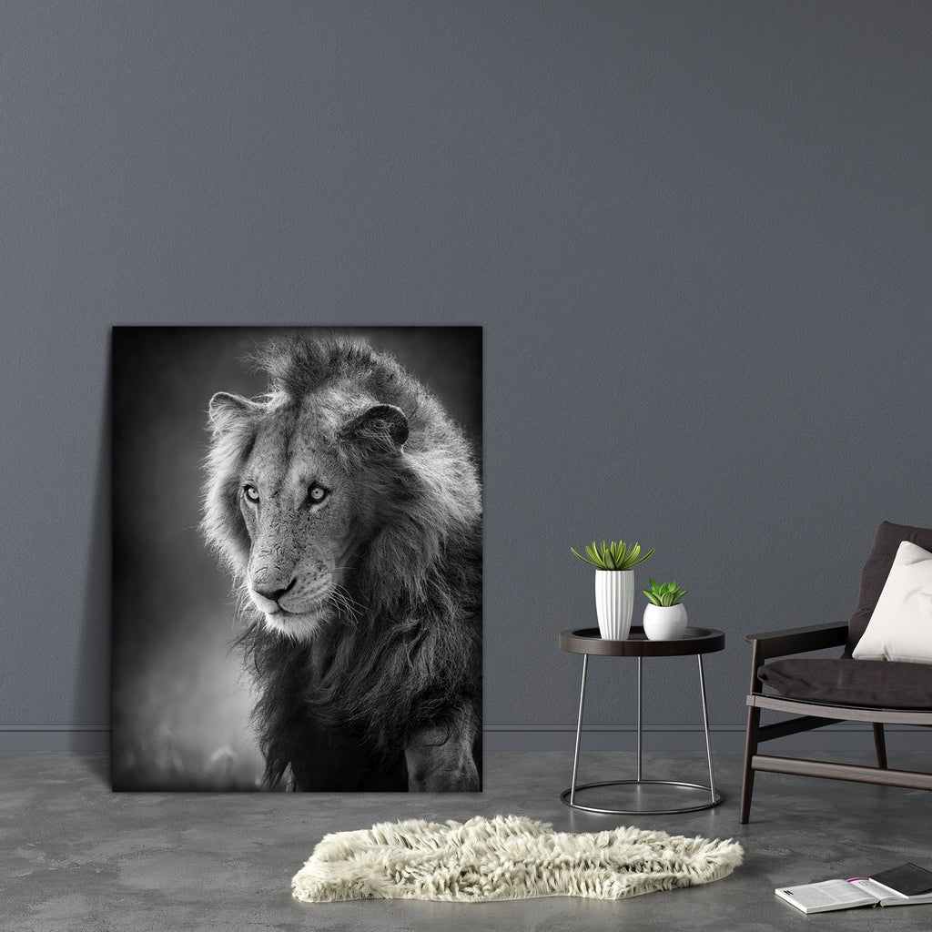 Male Lion Canvas Painting Synthetic Frame-Paintings MDF Framing-AFF_FR-IC 5001393 IC 5001393, African, Animals, Art and Paintings, Black, Black and White, Individuals, Nature, Portraits, Scenic, White, Wildlife, male, lion, canvas, painting, synthetic, frame, lions, art, africa, monochrome, animal, artistic, b, w, close, up, closeup, image, leo, mammal, mane, moody, national, nobody, one, outdoor, panthera, park, photograph, portrait, wild, artzfolio, wall decor for living room, wall frames for living room,