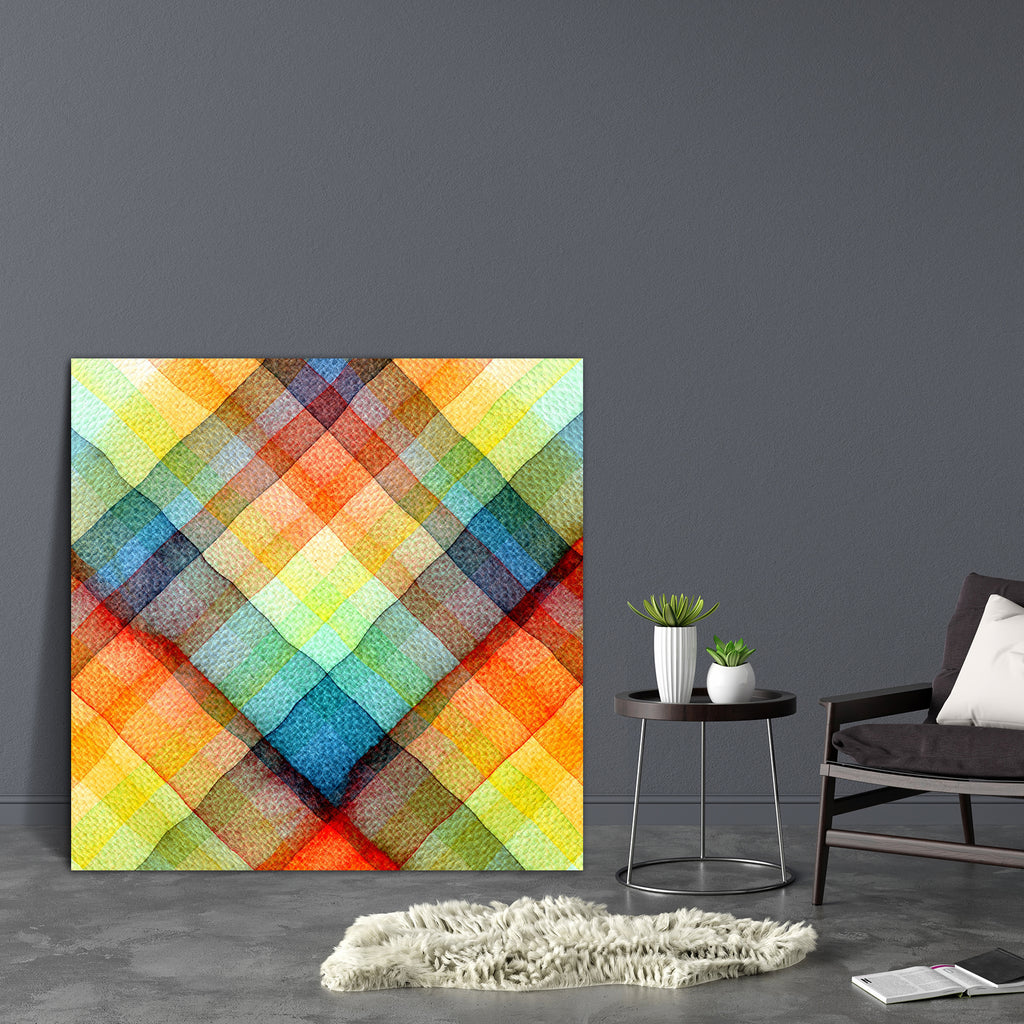 Abstract Tartan Watercolors D1 Canvas Painting Synthetic Frame - Paintings MDF Framing - ArtzFolio.com