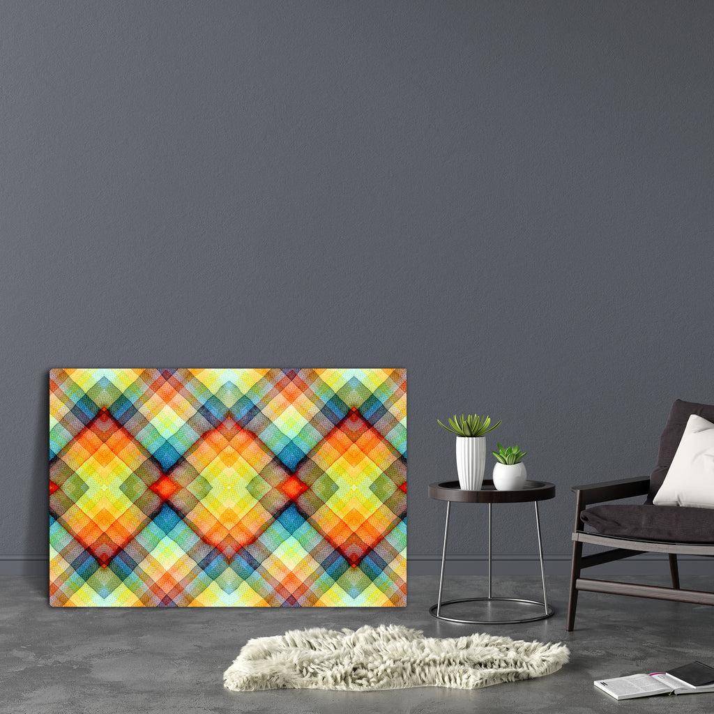 Abstract Tartan Watercolors D2 Canvas Painting Synthetic Frame - Paintings MDF Framing - ArtzFolio.com