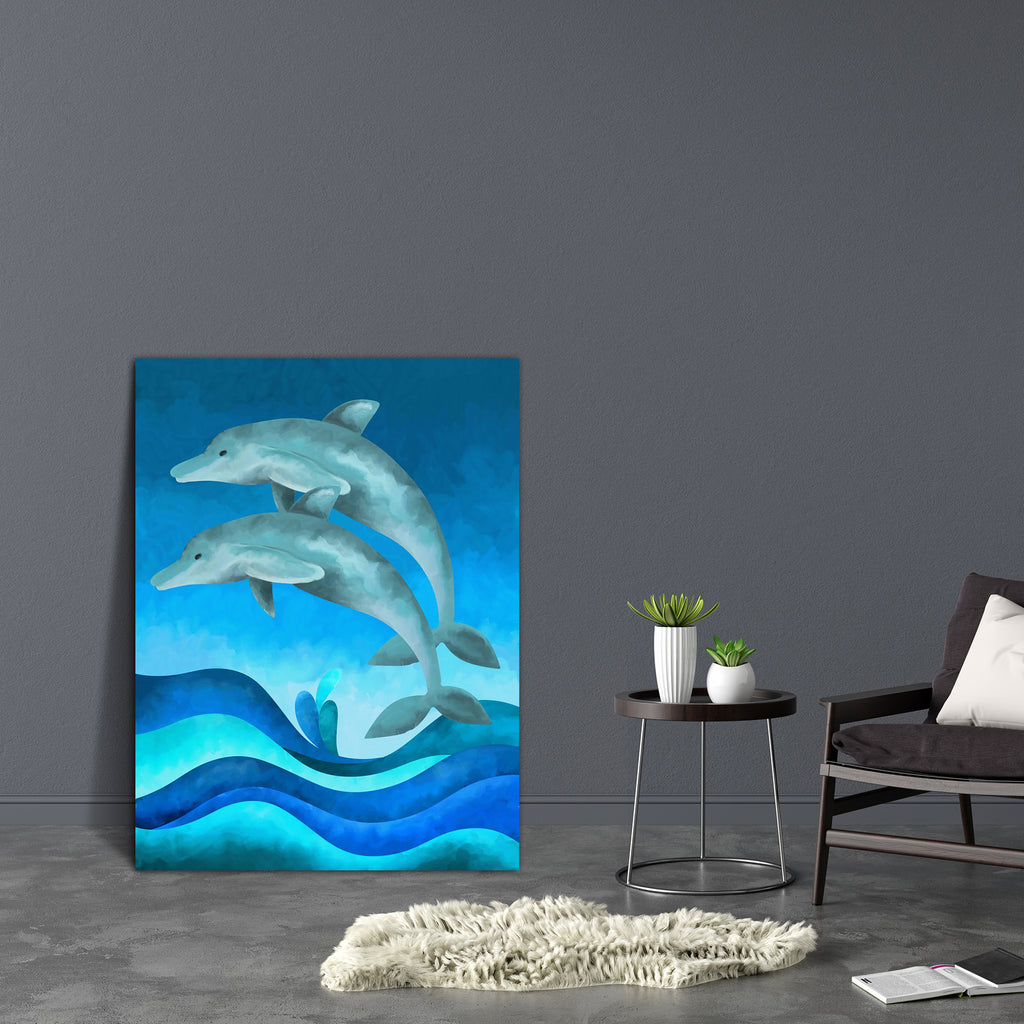 Two Blue Dolphins Canvas Painting Synthetic Frame-Paintings MDF Framing-AFF_FR-IC 5001411 IC 5001411, Others, two, blue, dolphins, canvas, painting, synthetic, frame, background, artzfolio, wall decor for living room, wall frames for living room, frames for living room, wall art, canvas painting, wall frame, scenery, panting, paintings for living room, framed wall art, wall painting, scenery painting, framed wall painting, scenery for wall with frames, wall art for living room stylish, home decor items for 