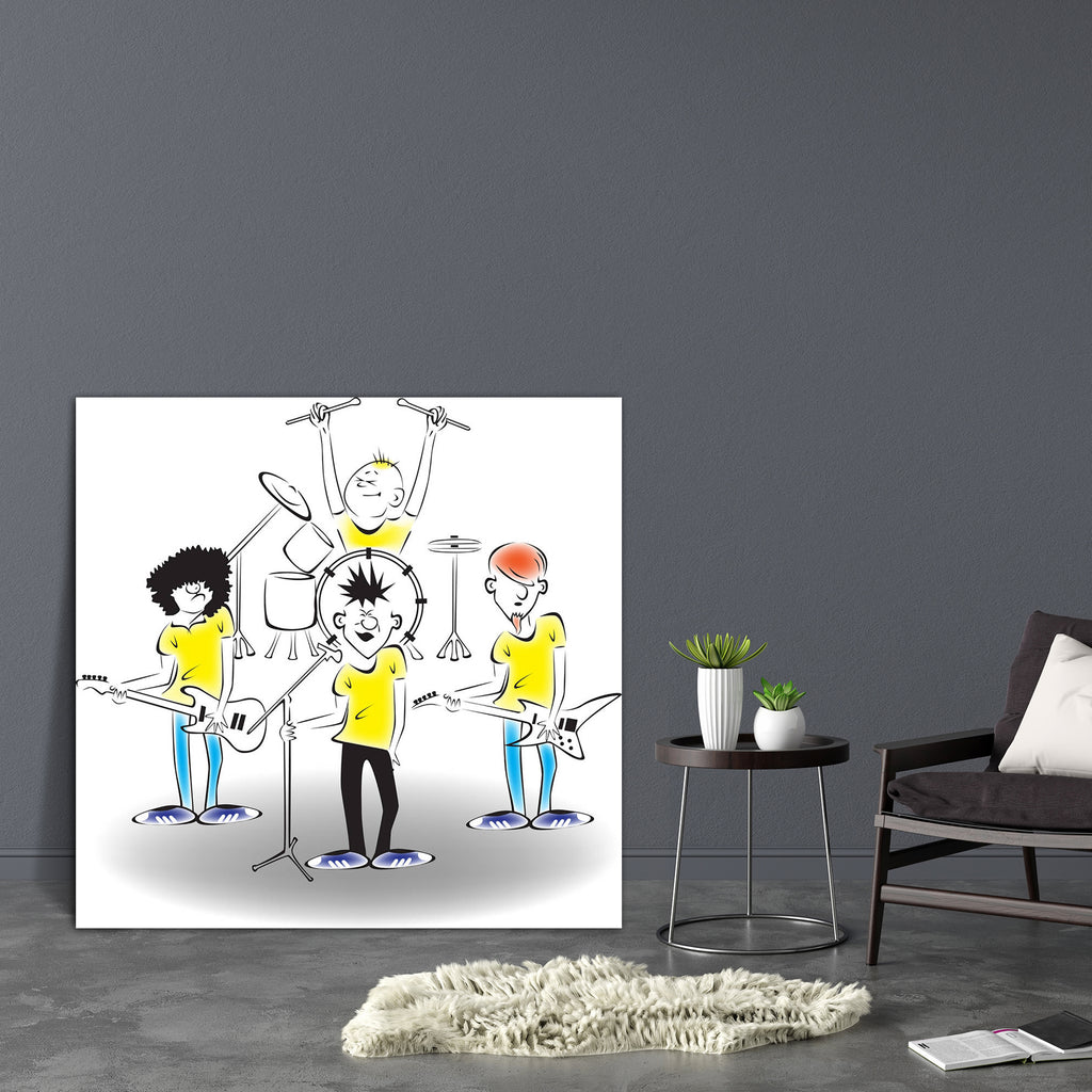 Stage Band Canvas Painting Synthetic Frame-Paintings MDF Framing-AFF_FR-IC 5001415 IC 5001415, Animated Cartoons, Art and Paintings, Black and White, Caricature, Cartoons, Comedy, Comics, Humor, Humour, Illustrations, Modern Art, Music, Music and Dance, Music and Musical Instruments, People, Retro, White, stage, band, canvas, painting, synthetic, frame, rock, star, boy, cartoon, character, clip, art, comic, concert, drums, electric, emotion, figure, full, length, guitar, man, guitarist, guy, illustration, i