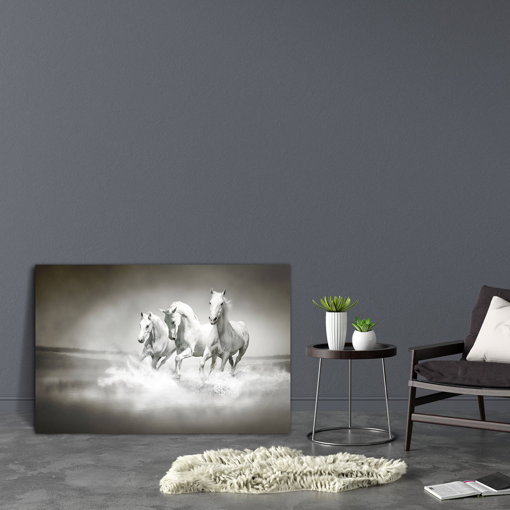 White Horses Running Through Water Canvas Painting Synthetic Frame-Paintings MDF Framing-AFF_FR-IC 5001419 IC 5001419, Animals, Art and Paintings, Birds, Black, Black and White, Individuals, Nature, Pets, Portraits, Scenic, Sports, White, horses, running, through, water, canvas, painting, synthetic, frame, horse, free, and, background, wild, animal, arab, arabian, art, beautiful, beauty, couple, elegant, equestrian, equine, farm, fauna, freedom, gallop, herd, isolated, lake, light, lipizzaner, mammal, mane,