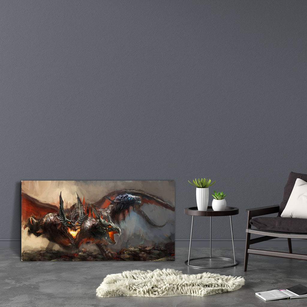 Three Headed Dragon D1 Canvas Painting Synthetic Frame-Paintings MDF Framing-AFF_FR-IC 5001424 IC 5001424, Ancient, Animals, Art and Paintings, Drawing, Fantasy, Illustrations, Medieval, Vintage, three, headed, dragon, d1, canvas, painting, synthetic, frame, dragons, chimera, fire, animal, art, big, breath, breathing, colorful, creature, danger, destruction, drawings, evil, fairytale, fantastic, fear, fearful, fictional, flight, illustration, imagination, large, legend, monster, mythology, old, quick, repti