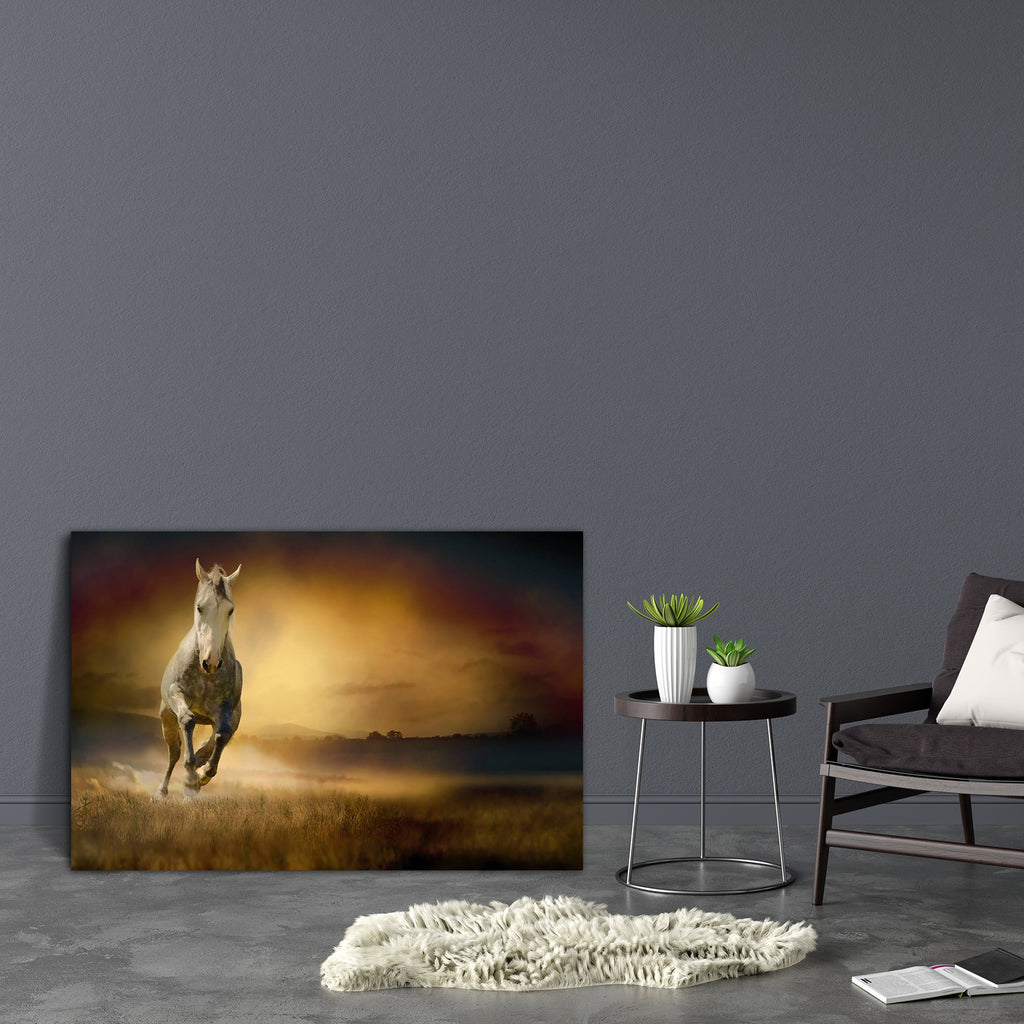 White Horse In Sunset Canvas Painting Synthetic Frame-Paintings MDF Framing-AFF_FR-IC 5001443 IC 5001443, Animals, Art and Paintings, Birds, Black, Black and White, Individuals, Nature, Pets, Portraits, Scenic, Sports, Sunsets, White, horse, in, sunset, canvas, painting, synthetic, frame, horses, free, wild, arabian, running, photos, arab, animal, art, background, beautiful, beauty, elegant, equestrian, equine, farm, fauna, freedom, gallop, isolated, light, lipizzaner, mammal, mane, mare, motion, moving, no