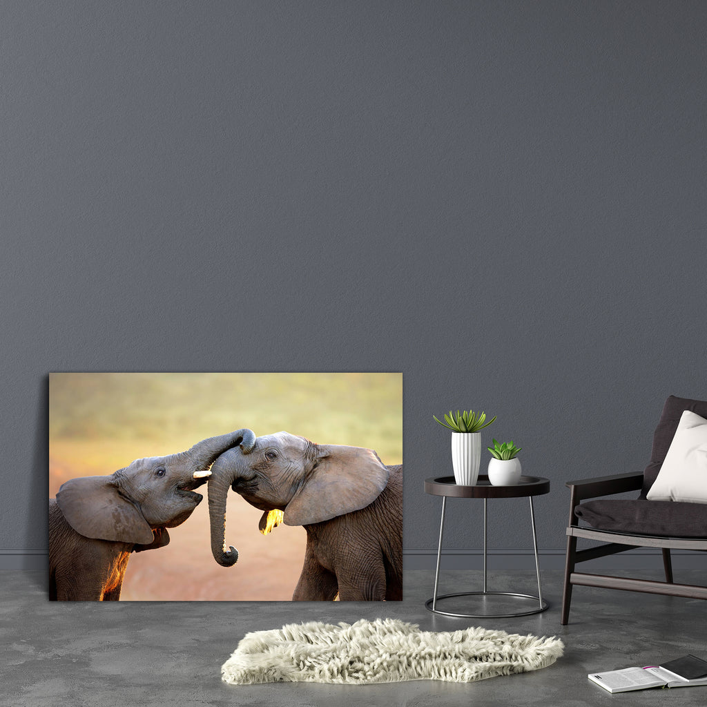 Addo Elephant National Park Canvas Painting Synthetic Frame - Paintings MDF Framing - ArtzFolio.com