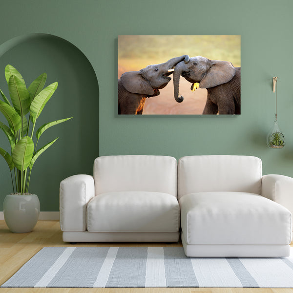 Addo Elephant National Park Canvas Painting Synthetic Frame-Paintings MDF Framing-AFF_FR-IC 5001447 IC 5001447, Adult, African, Animals, Individuals, Nature, Portraits, Scenic, Wildlife, addo, elephant, national, park, canvas, painting, for, bedroom, living, room, engineered, wood, frame, elephants, animal, together, feel, affection, affectionate, africa, behavior, big, close, up, closeup, compassion, compassionate, display, gentle, gentleness, gently, greet, horizontal, interact, intimate, large, lift, lox
