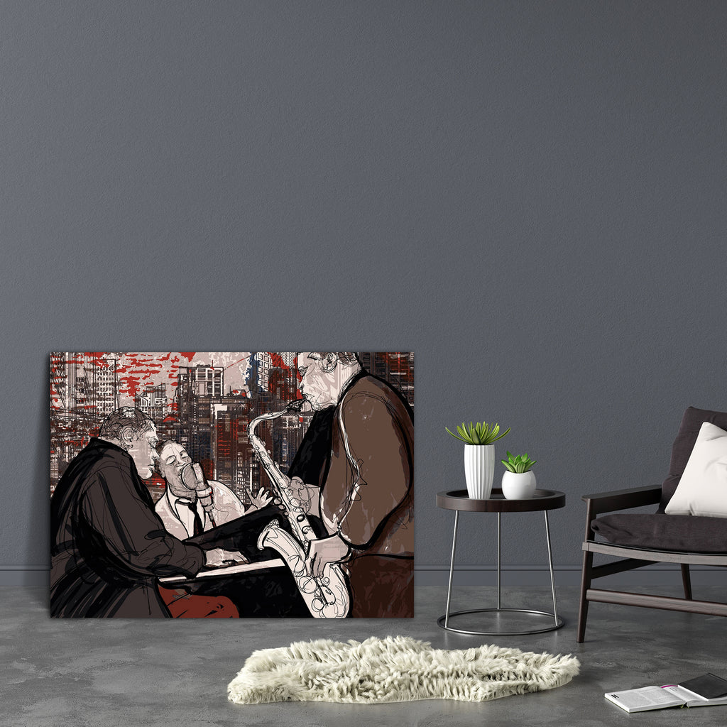 Jazz Band D1 Canvas Painting Synthetic Frame-Paintings MDF Framing-AFF_FR-IC 5001487 IC 5001487, Art and Paintings, Black, Black and White, Cities, City Views, Digital, Digital Art, Drawing, Graphic, Illustrations, Music, Music and Dance, Music and Musical Instruments, Musical Instruments, Signs, Signs and Symbols, jazz, band, d1, canvas, painting, synthetic, frame, saxophone, singer, blues, art, artistic, brass, building, city, concert, design, event, horn, illustration, instrument, instrumental, male, man