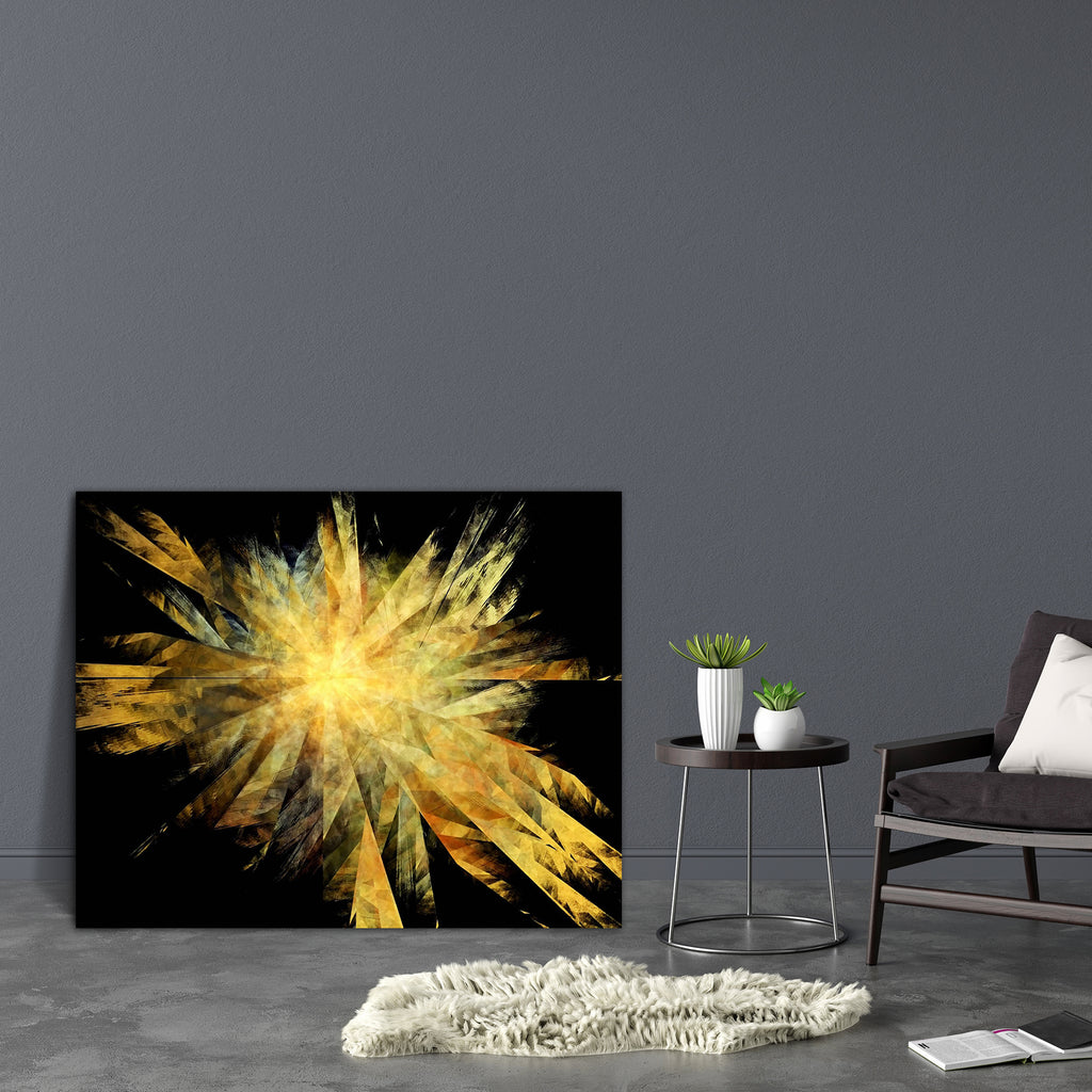 Abstract Golden Shatter Explosion Effect Canvas Painting Synthetic Frame - Paintings MDF Framing - ArtzFolio.com