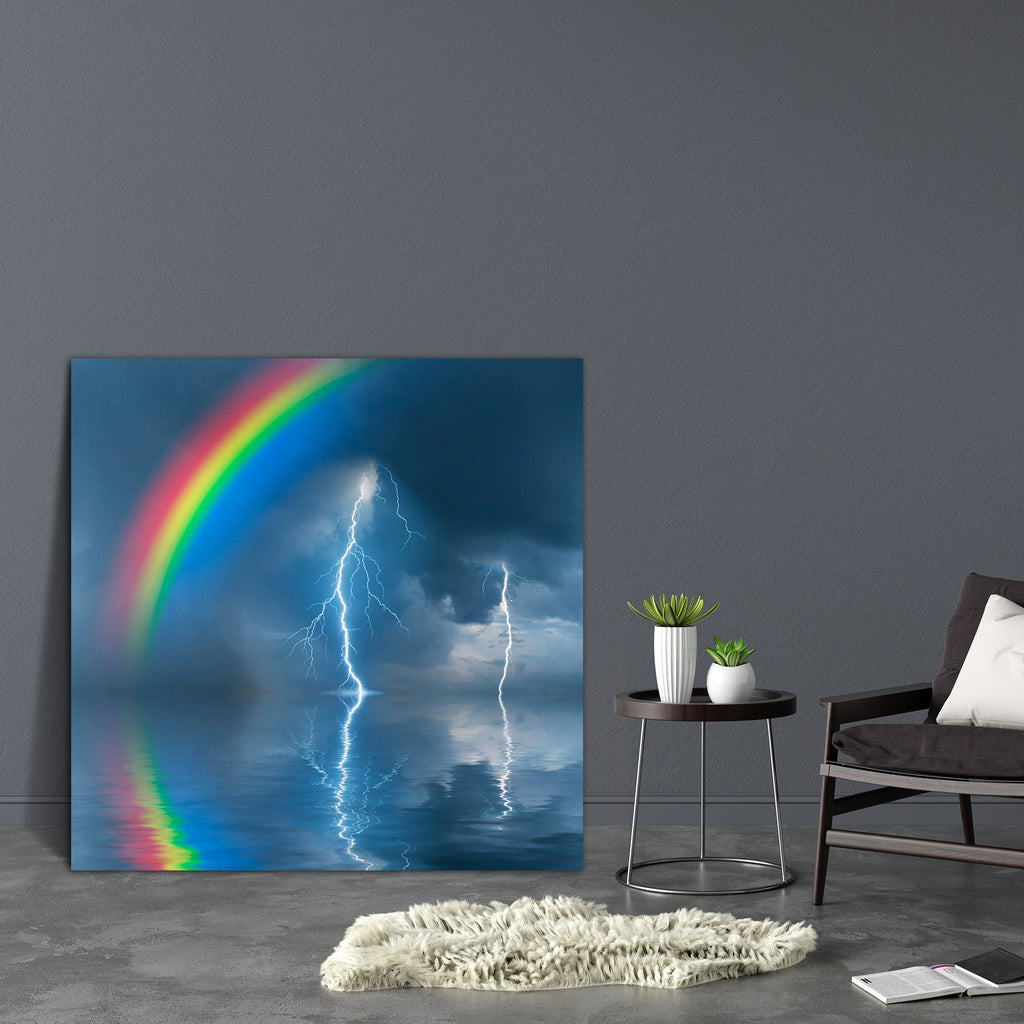 Colorful Rainbow Over Water Canvas Painting Synthetic Frame-Paintings MDF Framing-AFF_FR-IC 5001499 IC 5001499, Black and White, Landscapes, Nature, Scenic, Splatter, White, colorful, rainbow, over, water, canvas, painting, synthetic, frame, lightning, storm, thunderstorm, background, bay, beautiful, beauty, blue, bright, cloud, color, dusk, evening, golden, green, horizon, landscape, light, meditation, ocean, outdoor, rain, red, reflection, relax, scene, sea, silhouette, sky, splash, sun, sunlight, tornado