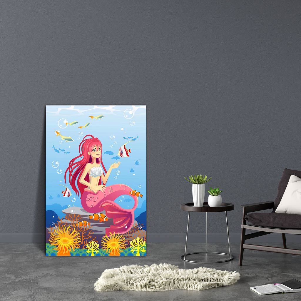 Mermaid In The Ocean D1 Canvas Painting Synthetic Frame-Paintings MDF Framing-AFF_FR-IC 5001501 IC 5001501, Animals, Animated Cartoons, Caricature, Cartoons, Drawing, Fantasy, Illustrations, Mermaid, Nature, Scenic, in, the, ocean, d1, canvas, painting, synthetic, frame, octopus, beautiful, beauty, cartoon, character, coral, reef, creature, cute, dolphin, fairy, tale, female, fins, fish, girl, happiness, happy, illustration, marine, myth, sea, turtle, swimming, underwater, water, woman, artzfolio, wall deco