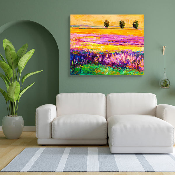 Lavender Fields D1 Canvas Painting Synthetic Frame-Paintings MDF Framing-AFF_FR-IC 5001504 IC 5001504, Abstract Expressionism, Abstracts, Art and Paintings, Botanical, Floral, Flowers, Illustrations, Impressionism, Japanese, Landscapes, Modern Art, Nature, Paintings, Rural, Scenic, Seasons, Semi Abstract, Signs, Signs and Symbols, lavender, fields, d1, canvas, painting, for, bedroom, living, room, engineered, wood, frame, oil, abstract, landscape, acrylic, art, artistic, background, beautiful, blue, bright,