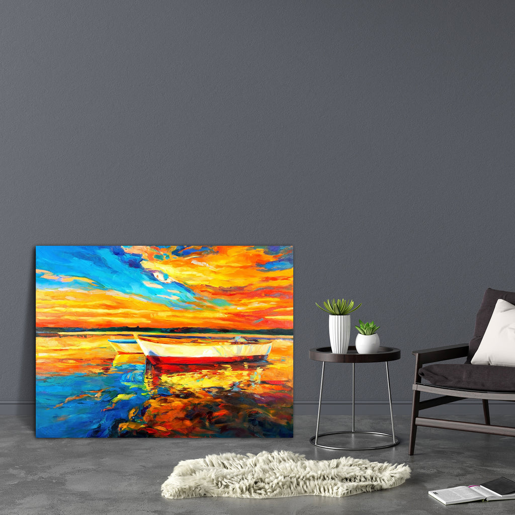 Boat & Sea D1 Canvas Painting Synthetic Frame-Paintings MDF Framing-AFF_FR-IC 5001507 IC 5001507, Abstract Expressionism, Abstracts, Art and Paintings, Automobiles, Boats, Drawing, Illustrations, Impressionism, Landscapes, Modern Art, Nature, Nautical, Paintings, Scenic, Semi Abstract, Signs, Signs and Symbols, Sketches, Sunsets, Transportation, Travel, Vehicles, Watercolour, boat, sea, d1, canvas, painting, synthetic, frame, oil, watercolor, acrylic, abstract, landscape, art, artist, artistic, artwork, bac