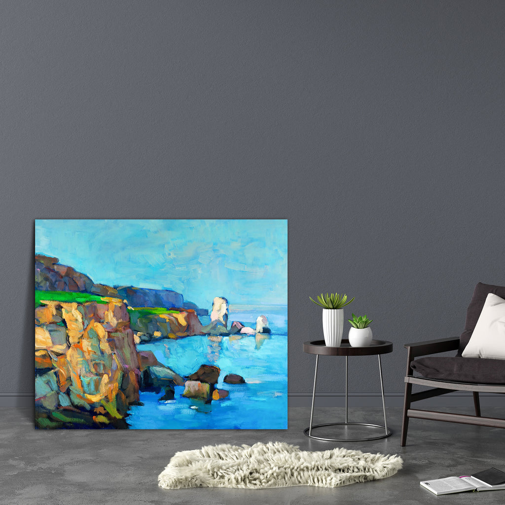 Ocean & Cliffs D1 Canvas Painting Synthetic Frame-Paintings MDF Framing-AFF_FR-IC 5001525 IC 5001525, Art and Paintings, Automobiles, Illustrations, Impressionism, Landscapes, Modern Art, Nature, Paintings, Scenic, Seasons, Sunrises, Sunsets, Transportation, Travel, Tropical, Vehicles, ocean, cliffs, d1, canvas, painting, synthetic, frame, landscape, oil, art, artist, artwork, background, bay, beach, beautiful, brush, calm, clouds, coast, color, dark, dawn, daylight, gold, golden, horizon, illustration, ora