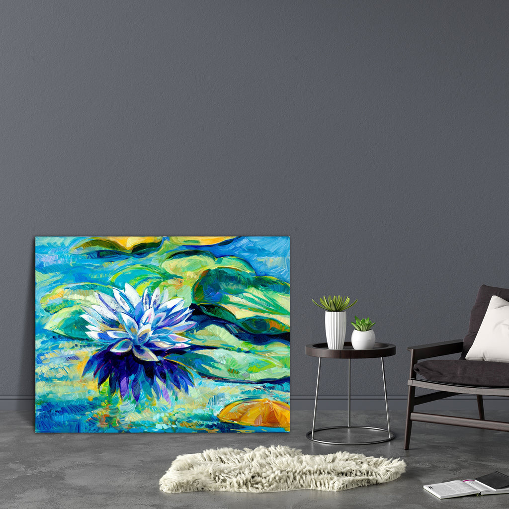 Water Lily D2 Canvas Painting Synthetic Frame-Paintings MDF Framing-AFF_FR-IC 5001526 IC 5001526, Abstract Expressionism, Abstracts, Art and Paintings, Black and White, Botanical, Drawing, Floral, Flowers, Illustrations, Impressionism, Love, Modern Art, Nature, Paintings, Patterns, Romance, Scenic, Semi Abstract, Signs, Signs and Symbols, Tropical, Watercolour, White, water, lily, d2, canvas, painting, synthetic, frame, oil, lotus, flower, watercolor, abstract, aquatic, art, background, beautiful, beauty, b