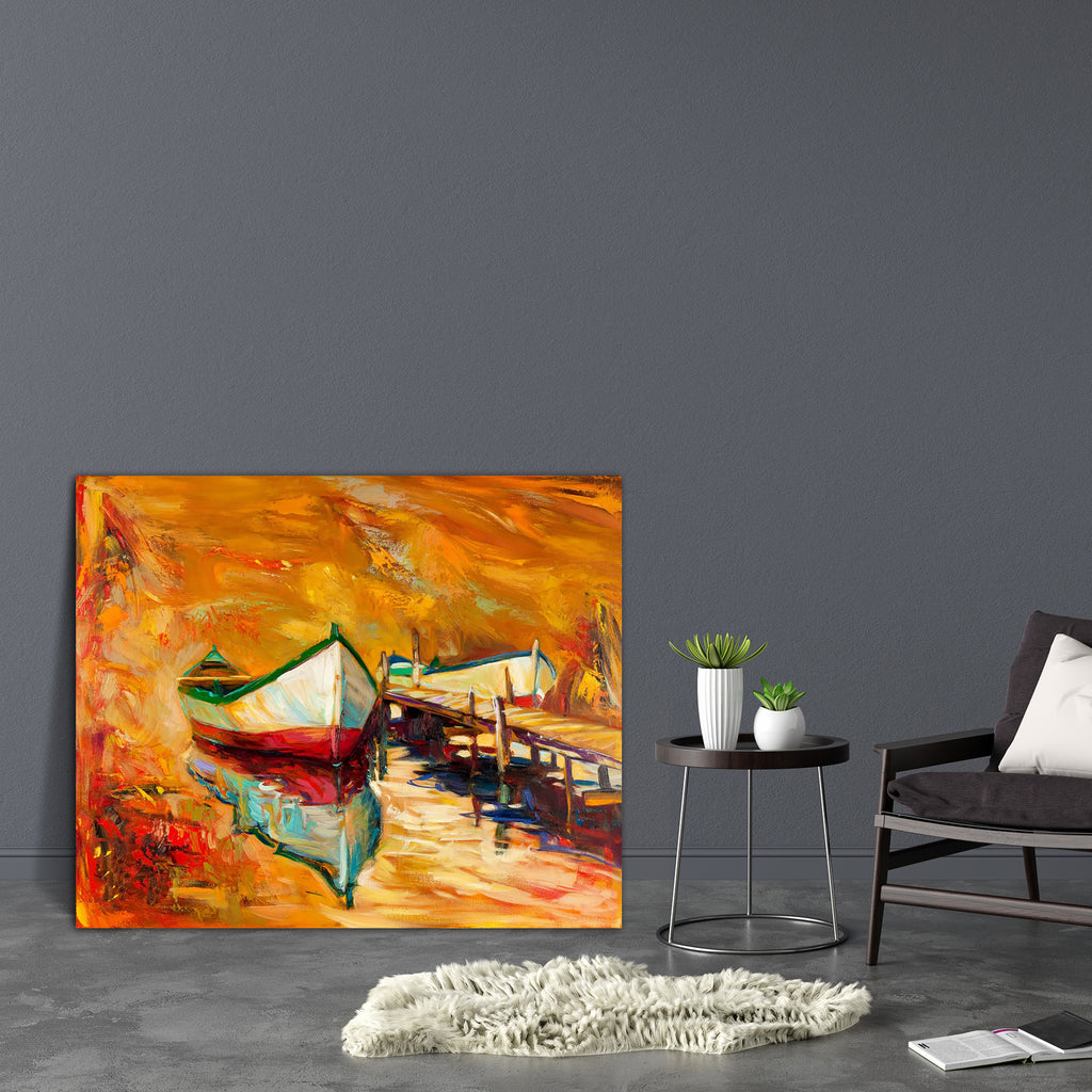 Boats & Jetty D1 Canvas Painting Synthetic Frame-Paintings MDF Framing-AFF_FR-IC 5001527 IC 5001527, Abstract Expressionism, Abstracts, Art and Paintings, Automobiles, Boats, Drawing, Illustrations, Impressionism, Landscapes, Modern Art, Nature, Nautical, Paintings, Scenic, Semi Abstract, Signs, Signs and Symbols, Sketches, Sunsets, Transportation, Travel, Vehicles, Watercolour, jetty, d1, canvas, painting, synthetic, frame, oil, abstract, watercolor, landscape, acrylic, art, artist, artistic, artwork, back