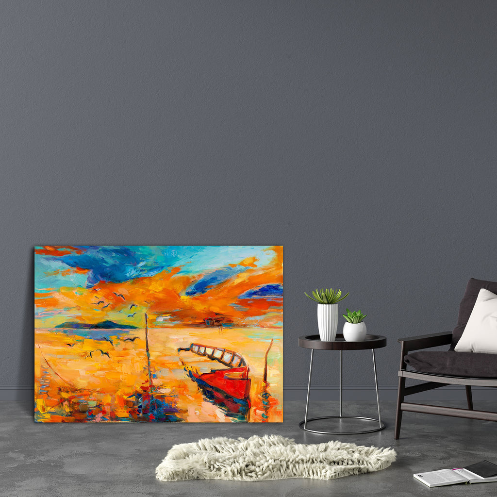 Boat & Sea D2 Canvas Painting Synthetic Frame-Paintings MDF Framing-AFF_FR-IC 5001532 IC 5001532, Abstract Expressionism, Abstracts, Art and Paintings, Automobiles, Boats, Drawing, Illustrations, Impressionism, Landscapes, Modern Art, Nature, Nautical, Paintings, Scenic, Semi Abstract, Signs, Signs and Symbols, Sketches, Sunsets, Transportation, Travel, Vehicles, Watercolour, boat, sea, d2, canvas, painting, synthetic, frame, abstract, acrylic, art, artist, artistic, artwork, backdrop, background, beach, bl